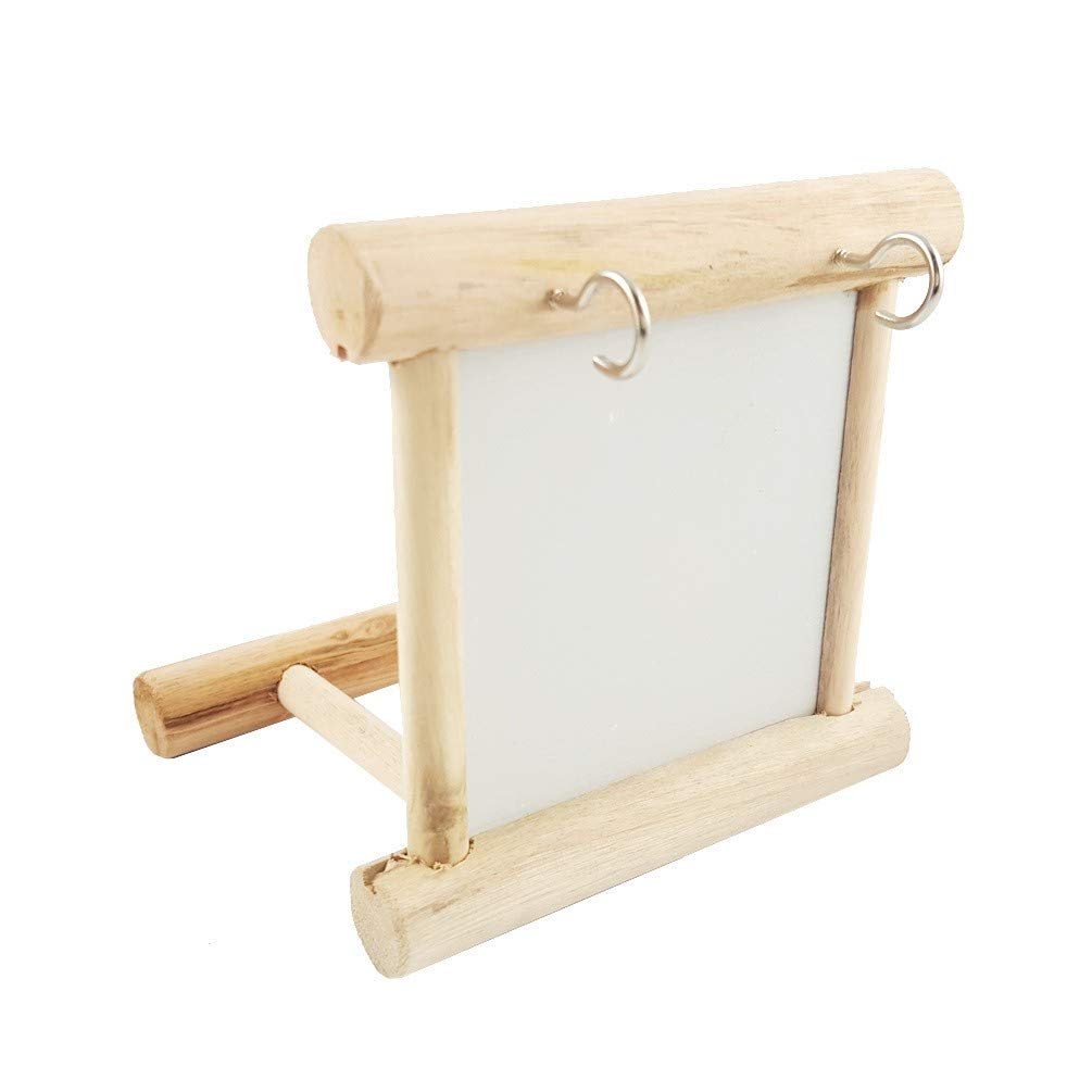 Premium Wooden Bird Climbing Toy with Mirror - Natural Parrot Accessories for Small Birds - Home Decor & Bathroom Towel Warmer - Perfect for Playtime & Cage Enrichment