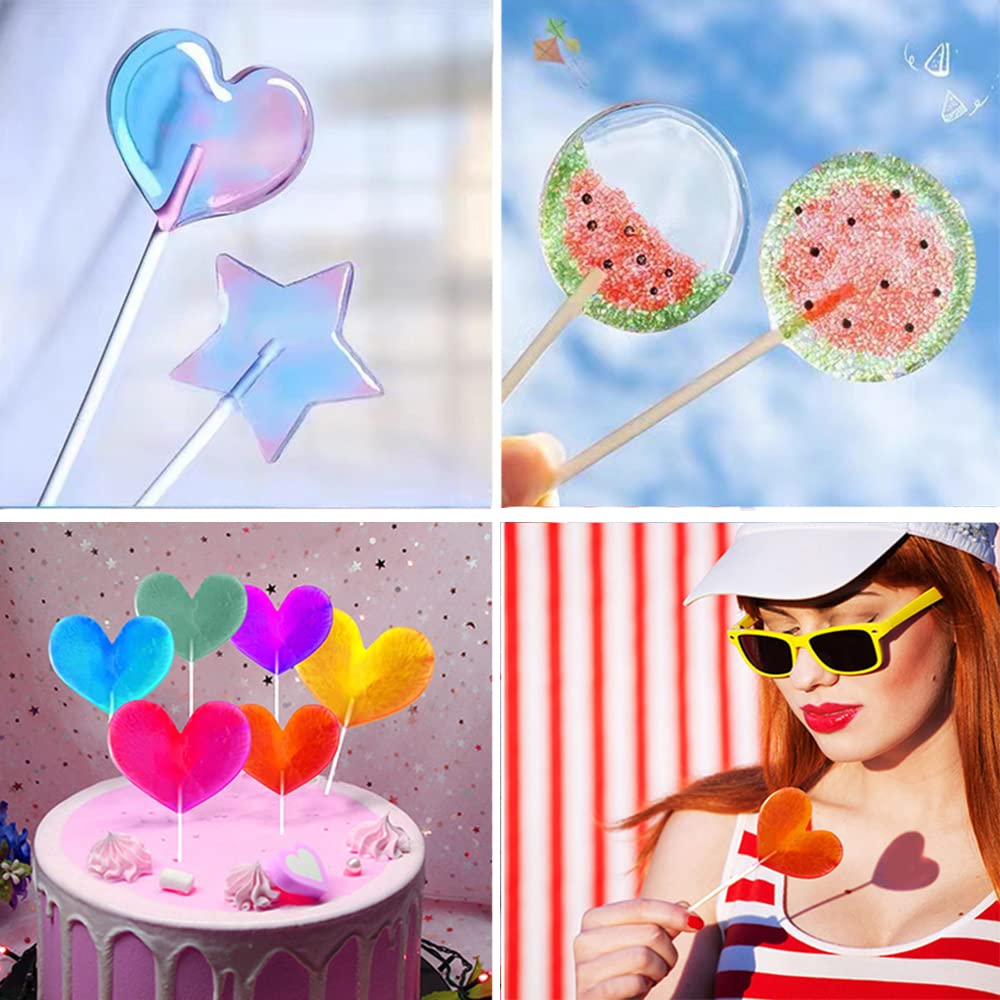 ELANE 3 Pcs Silicone Lollipop Molds with 100 Pcs Sticks - Reusable Candy & Chocolate Molds for DIY Treats, Birthday Parties, and Holiday Gifts