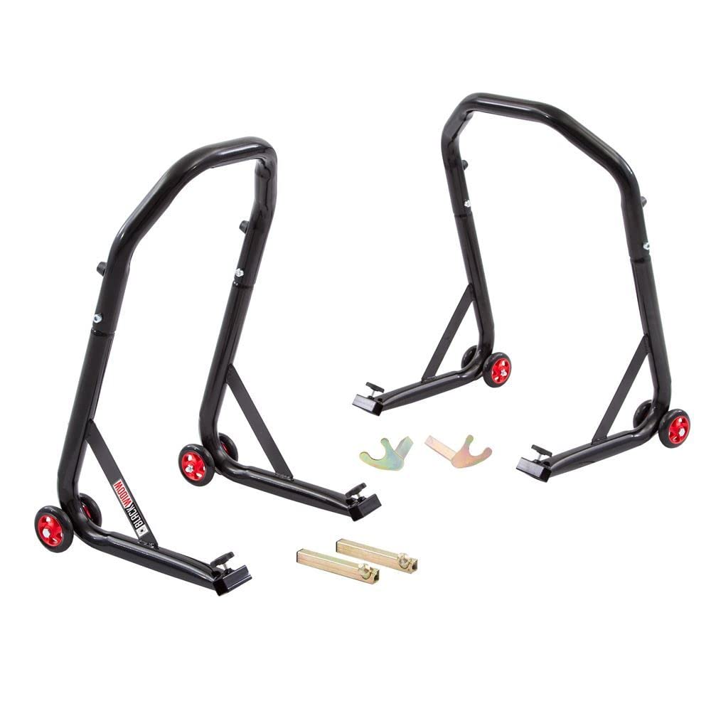 Black Widow BW-06-14-V2 Motorcycle Front Lift Pin & Rear Spool Stand Kit - Perfect for Bike Maintenance, Storage & Customization
