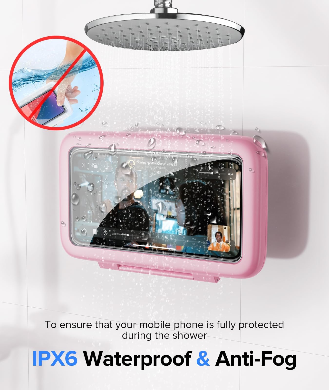 Waterproof Rotating Shower Phone Holder - 480° Adjustable Phone Stand Mount for iPhone 15/14/13/12/11 Pro Max/Plus/XS/XR (Fits up to 6.8