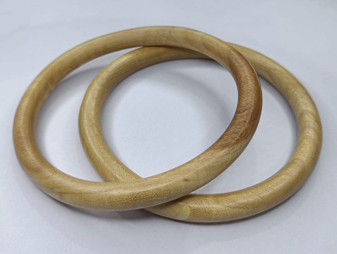 Pooja Ki Potli® Wooden Bag Handles - Buy 1 Get 1 Pair Free - Natural Round Wooden Handles for Macrame Bags, Purses & DIY Crafts - Perfect for Handmade Tote Bags, Bohemian Accessories & Gift Making