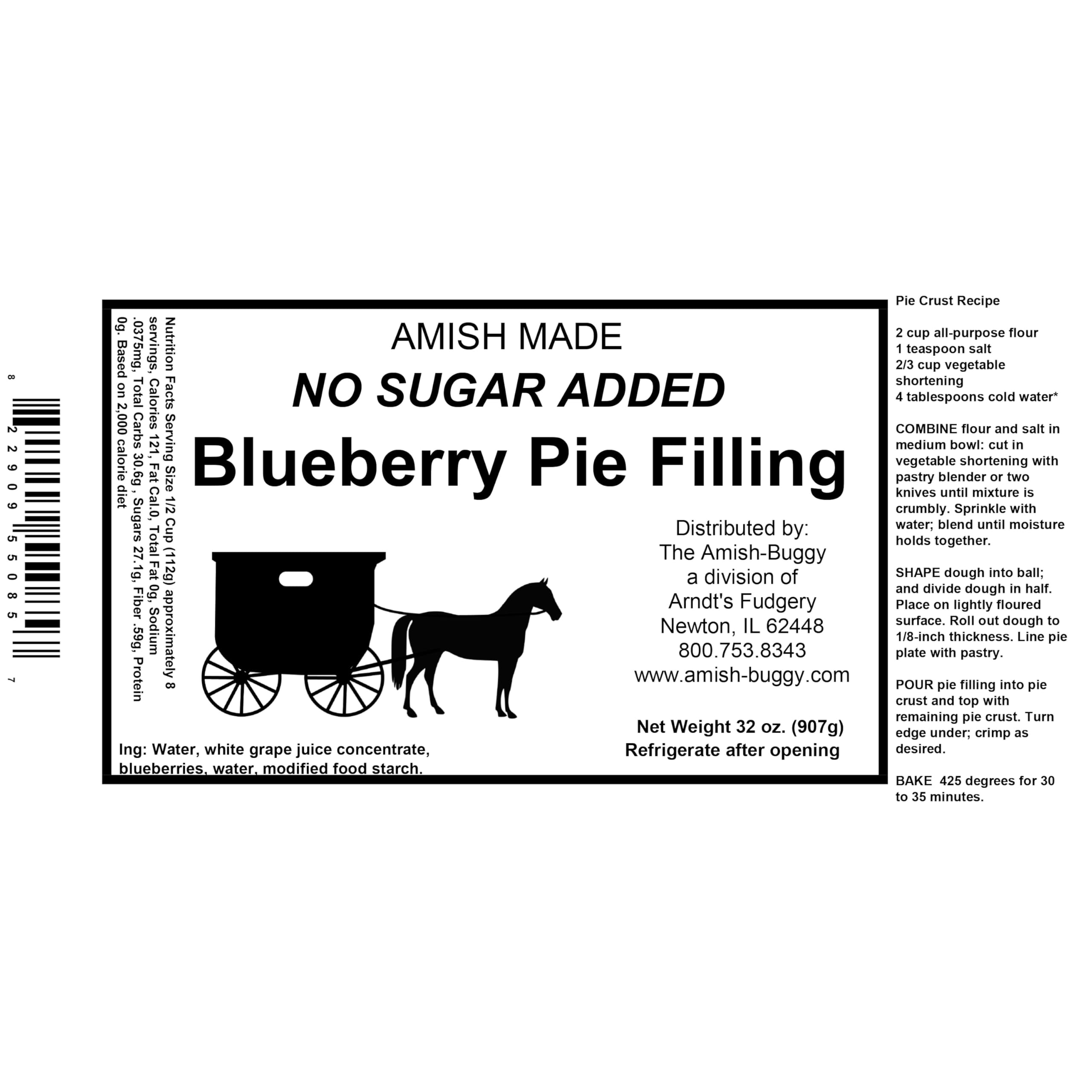 No Sugar Added Blueberry Pie Filling & Topping - 32 oz Ready-to-Use Jar for Baking, Desserts, and Breakfast Toppings | Gluten-Free & Preservative-Free
