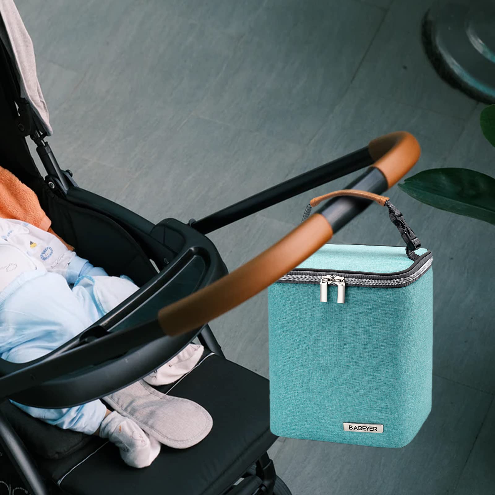 Premium Insulated Breast Milk Cooler Bag with 4 Ice Packs - Fits 9oz Baby Bottles for Nursing Moms & Daycare - Leakproof & Temperature Control - Perfect for Travel, Work & Outdoor Activities (Aqua Blue)