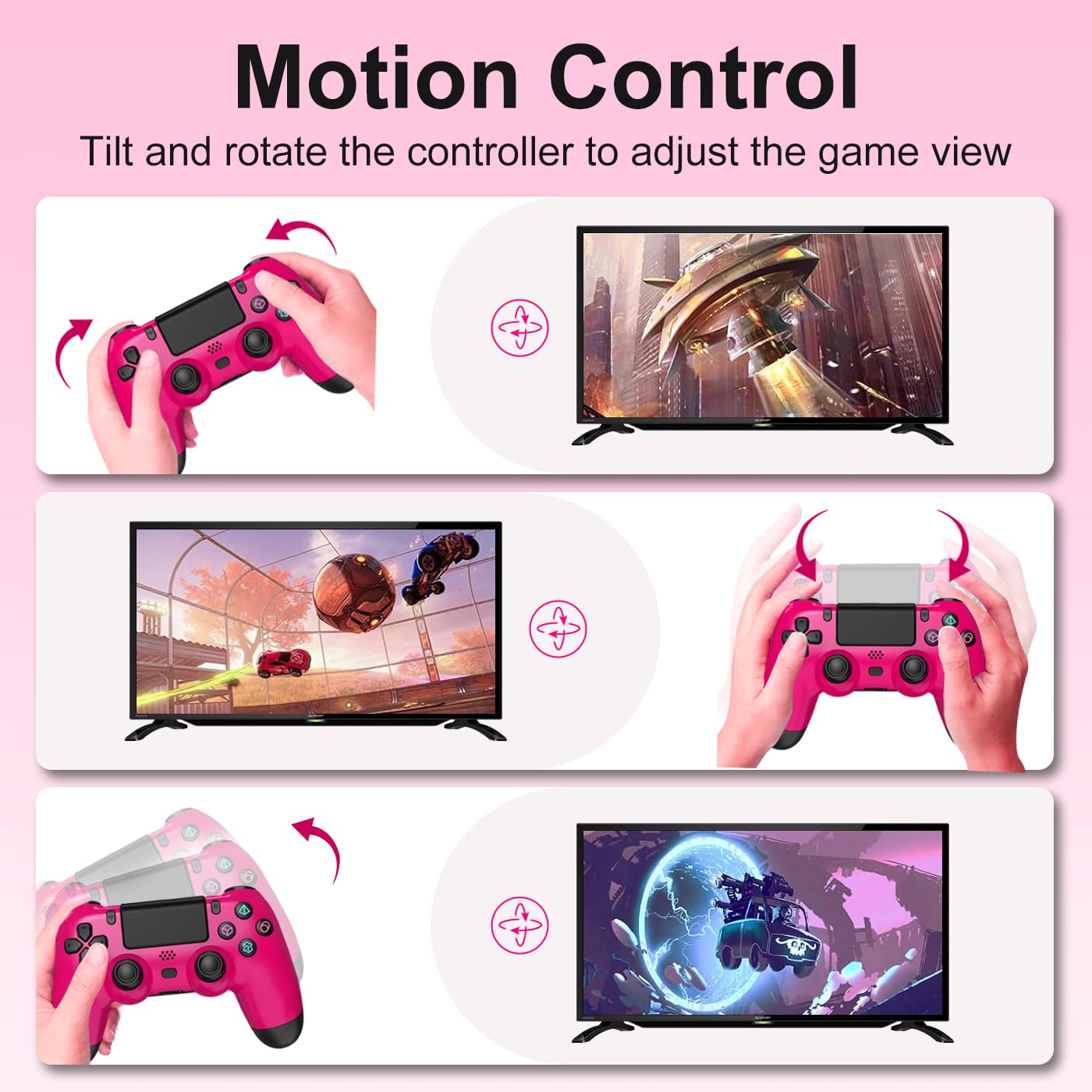 Wireless PS4 Controller with Dual Vibration - Pink for Gaming