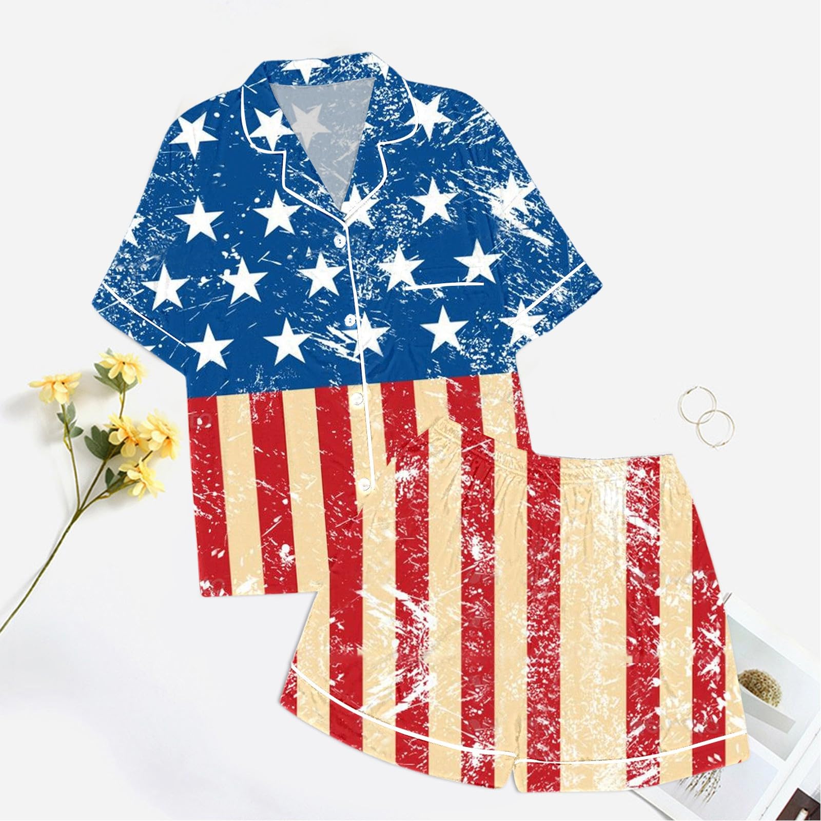 Women's Silk Pajama Set - Luxury Sleepwear & Nightgown for Beach Vacation, Lounge & Bedtime Comfort - Soft Breathable Summer Pajamas for Women & Girls