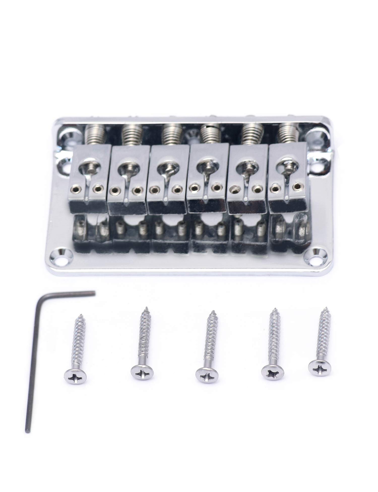 Metallor Chrome Guitar Saddles Bridge - Replacement for Hardtail Strat & Tele Electric Guitars | Perfect for DIY Repairs & Upgrades | Enhance Tone & Playability