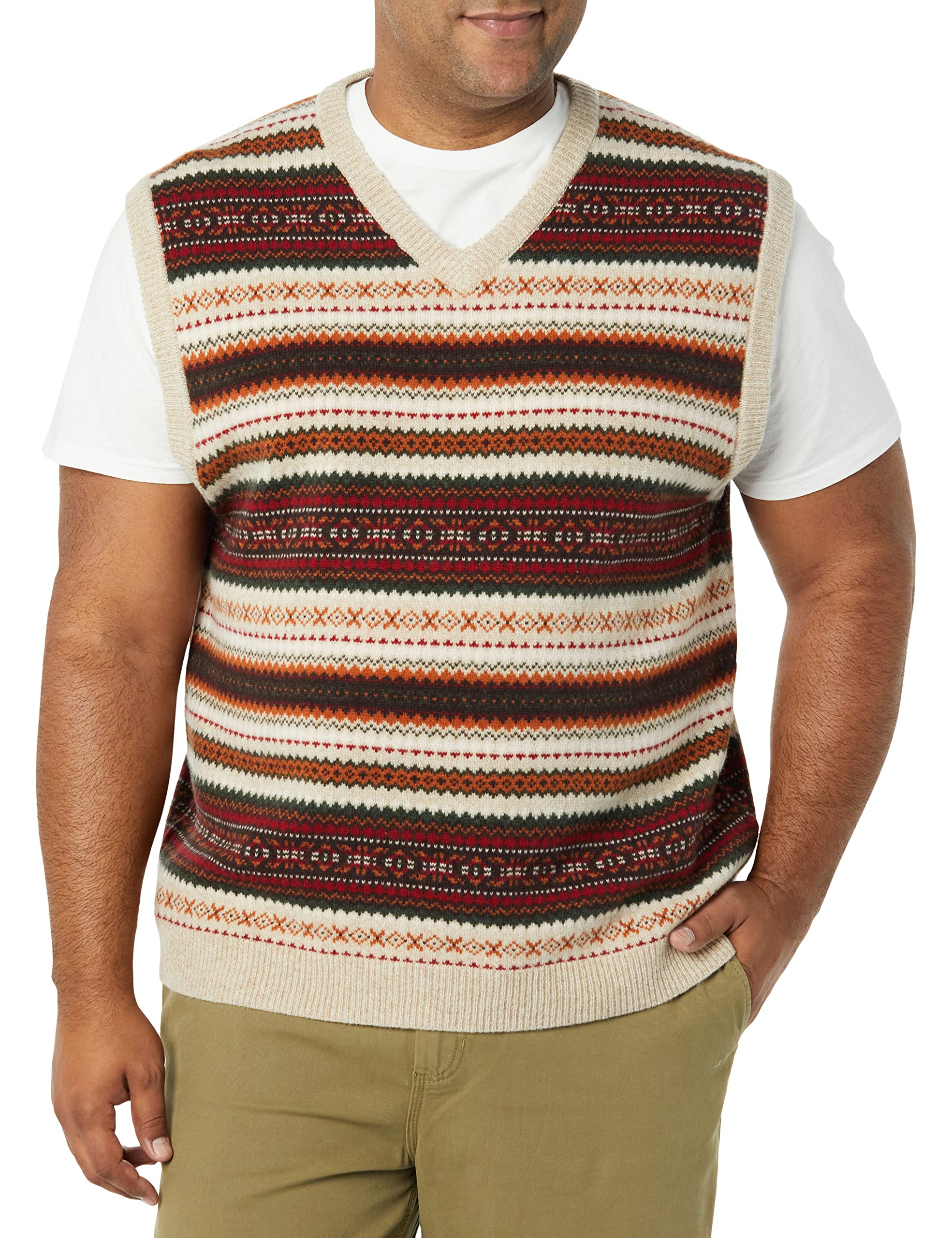 Amazon Essentials Men's Lambs Wool Sweater Vest - Premium Knit Sleeveless Pullover for Men | Warm Winter Layering, Office Wear & Casual Outfits
