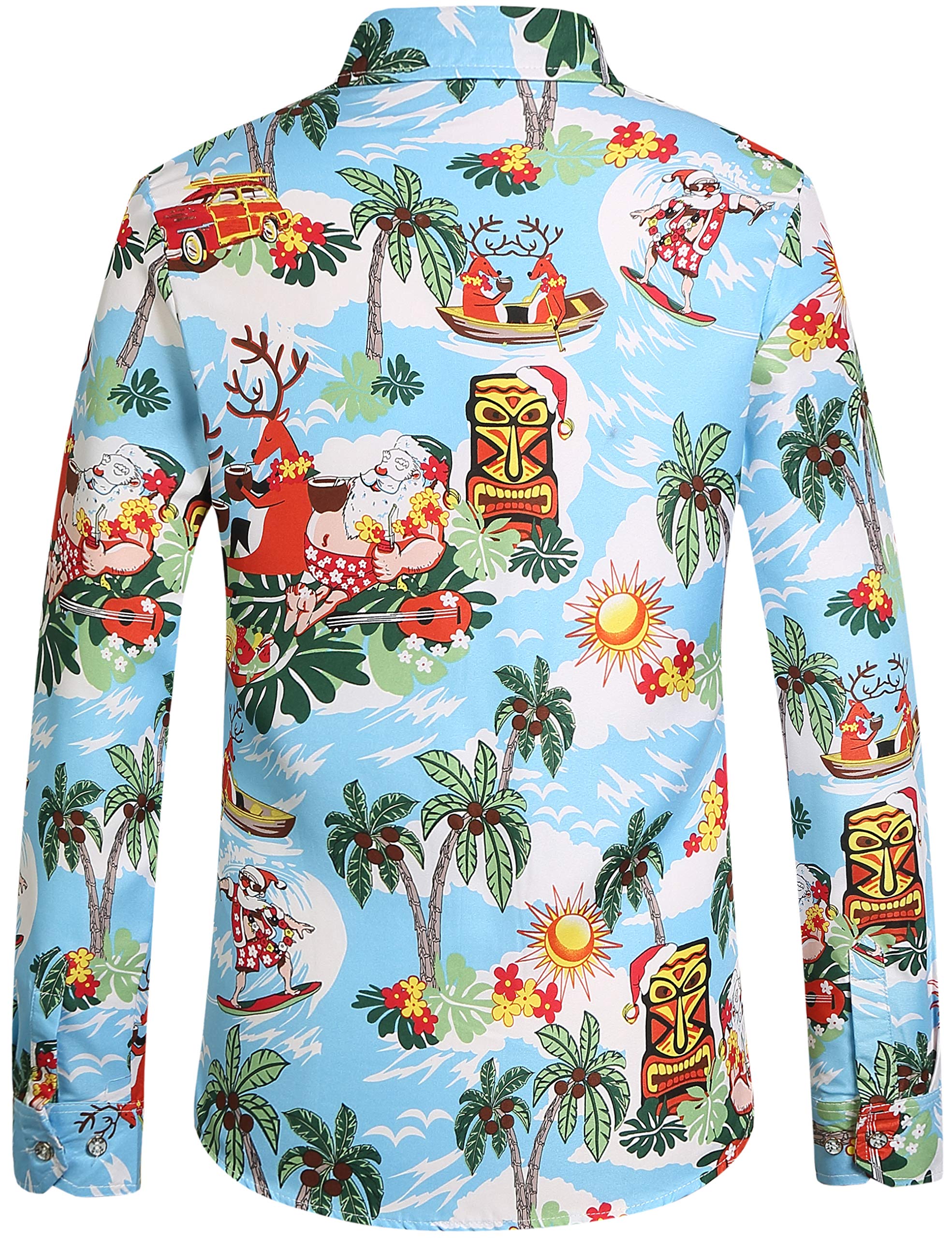 Men's Santa Claus Christmas Party Button Down Long Sleeve Shirt | Festive Holiday Office Attire & Ugly Sweater Contest Outfit