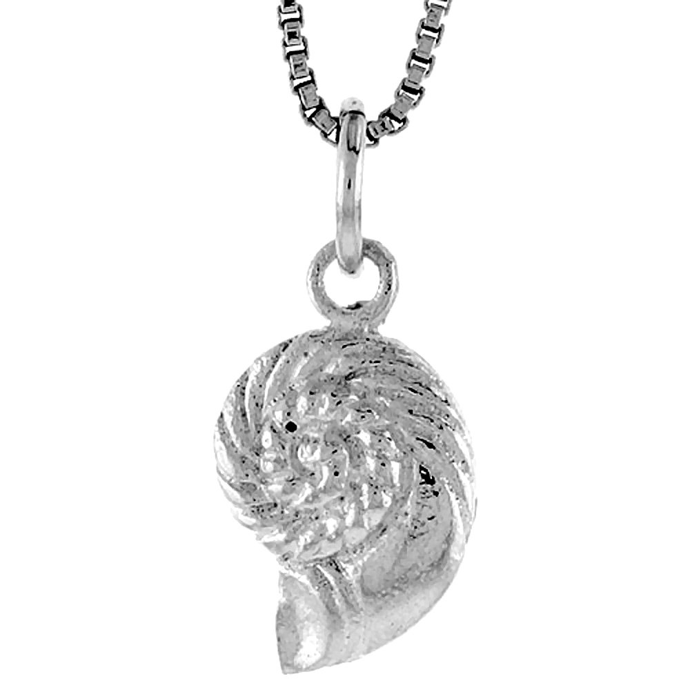 1/2 Inch Sterling Silver Sea Shell Pendant Necklace - Elegant Ocean Jewelry for Beach Weddings, Vacation & Summer Outfits
