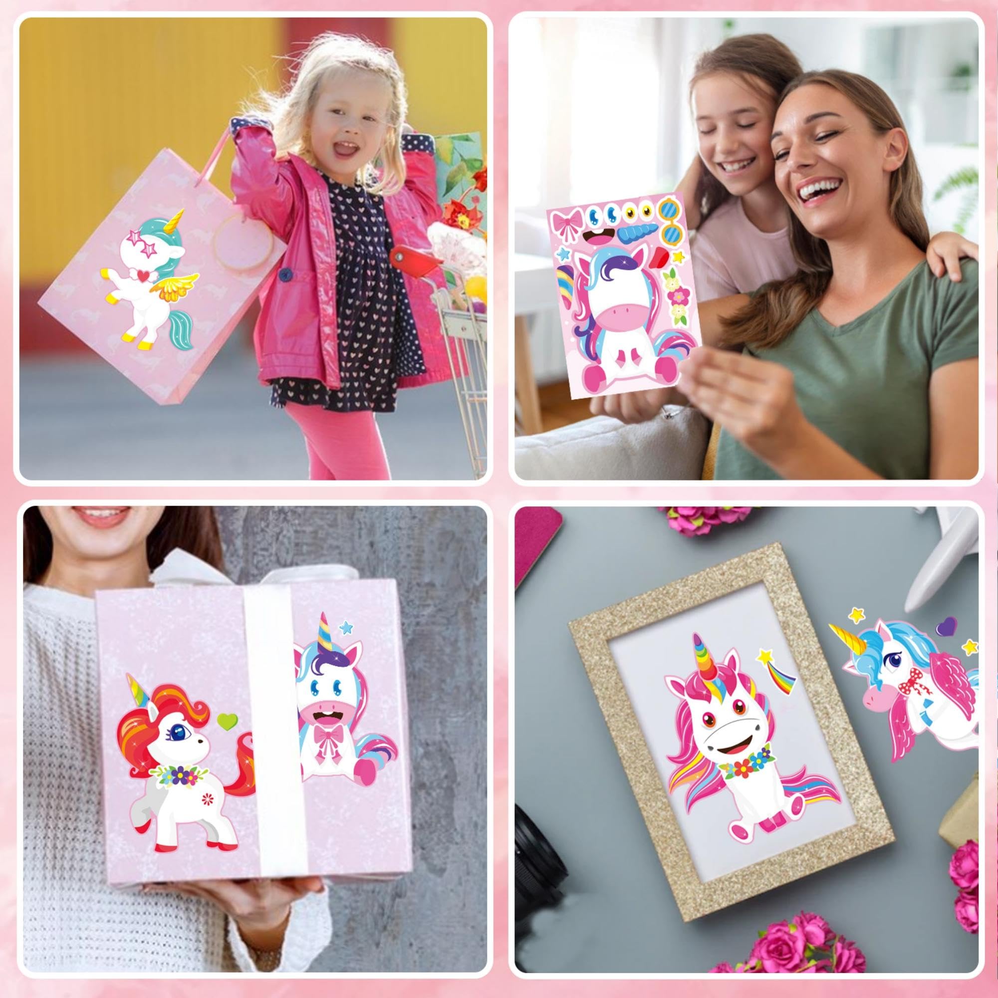 36-Piece Unicorn Stickers for Kids - DIY Make-A-Face Sticker Set, Fantasy Animal Mix & Match Stickers - Perfect for Birthday Party Favors, Arts & Crafts, Scrapbooking & School Projects