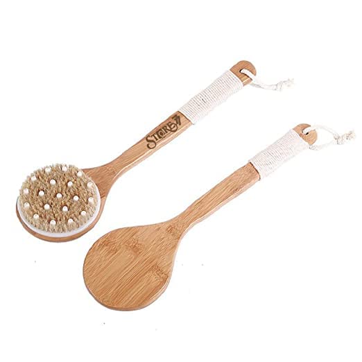 Dry Body Brush for Exfoliation & Cellulite Removal - Lymphatic Drainage Massage Brush with Long Handle for Back Reach - Softens Skin & Improves Blood Circulation - Perfect for Spa, Self-Care & Dry Brushing Routine at Home