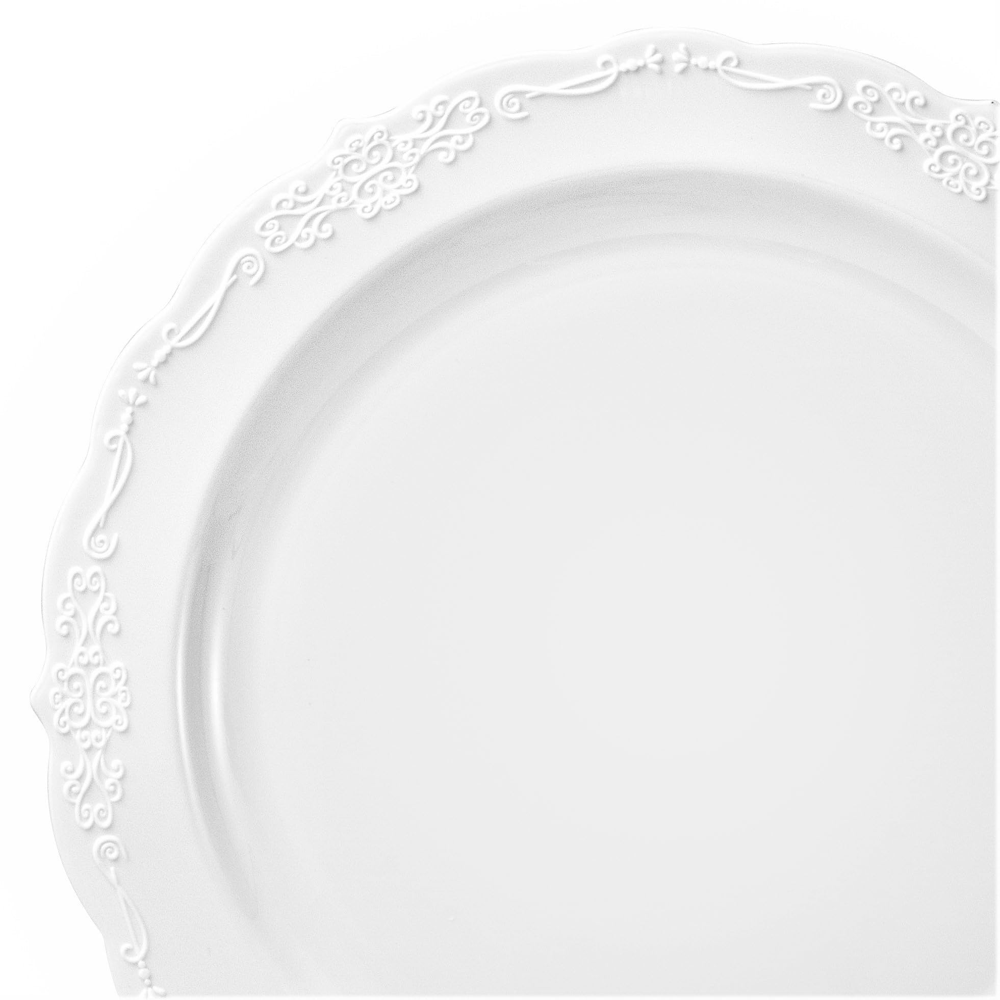 960-Piece Vintage Wedding Party Disposable Plastic Plates & Cutlery Set (120 Guests) - Includes 10'' & 7.5'' Plates, Silverware, Cups & Napkins in Verona White - Perfect for Weddings, Bridal Showers & Large Events
