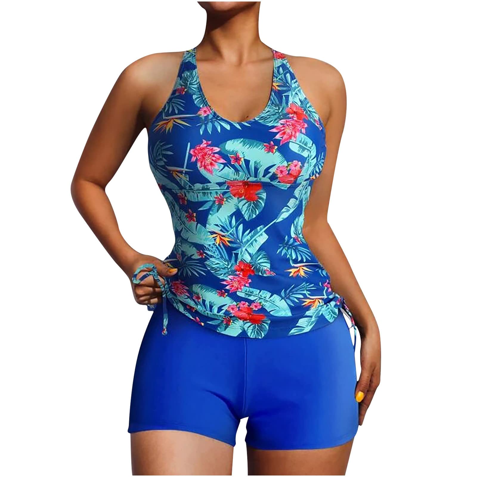 Women's Floral Print Two Piece Tankini Swimsuits with Boyshorts - Stylish Bathing Suits for Beach, Pool & Summer Vacations