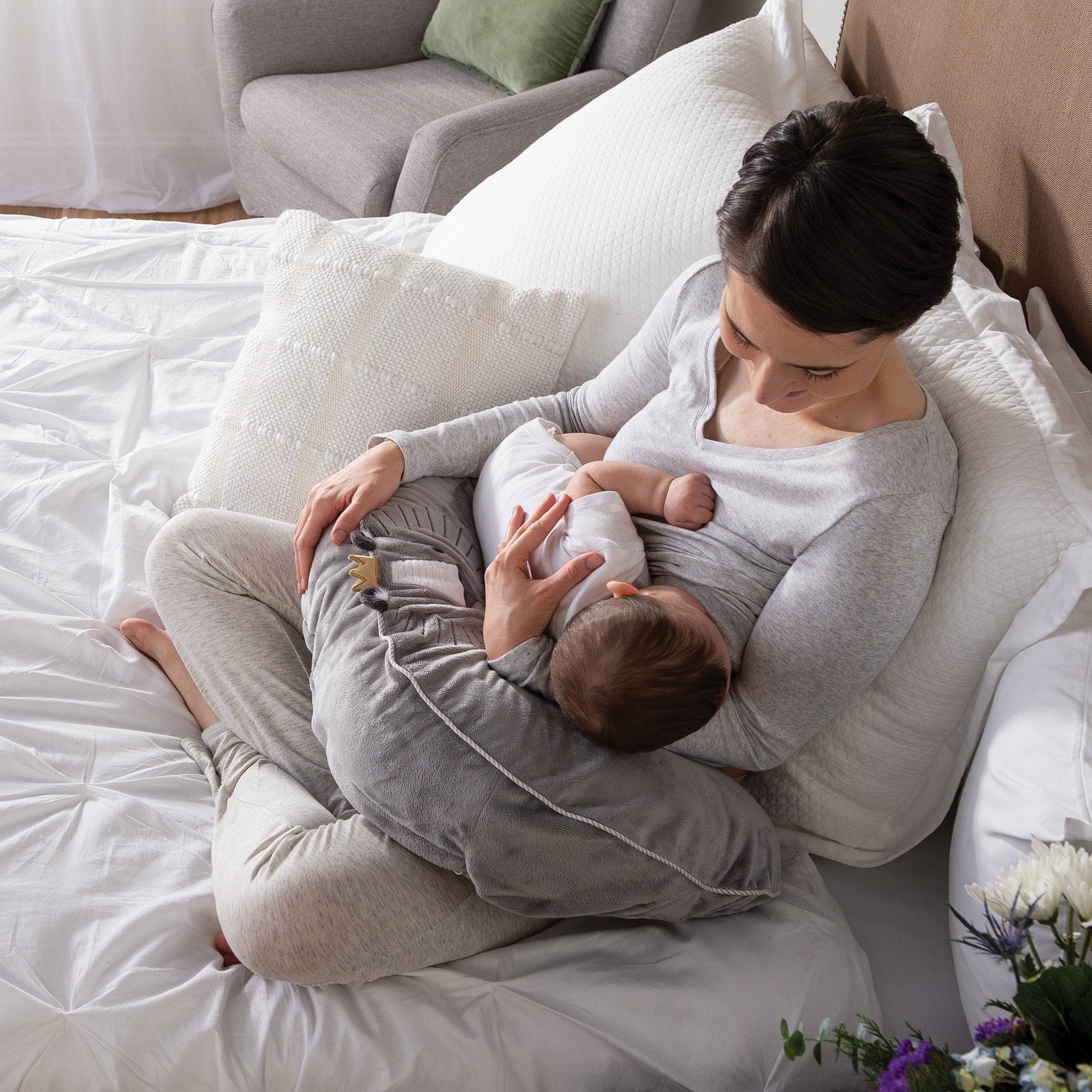 Boppy Luxe Slipcovered Nursing Pillow - Soft & Supportive Breastfeeding Pillow for New Moms, Comfortable Baby Feeding Support for Nursing, Bottle Feeding & Tummy Time