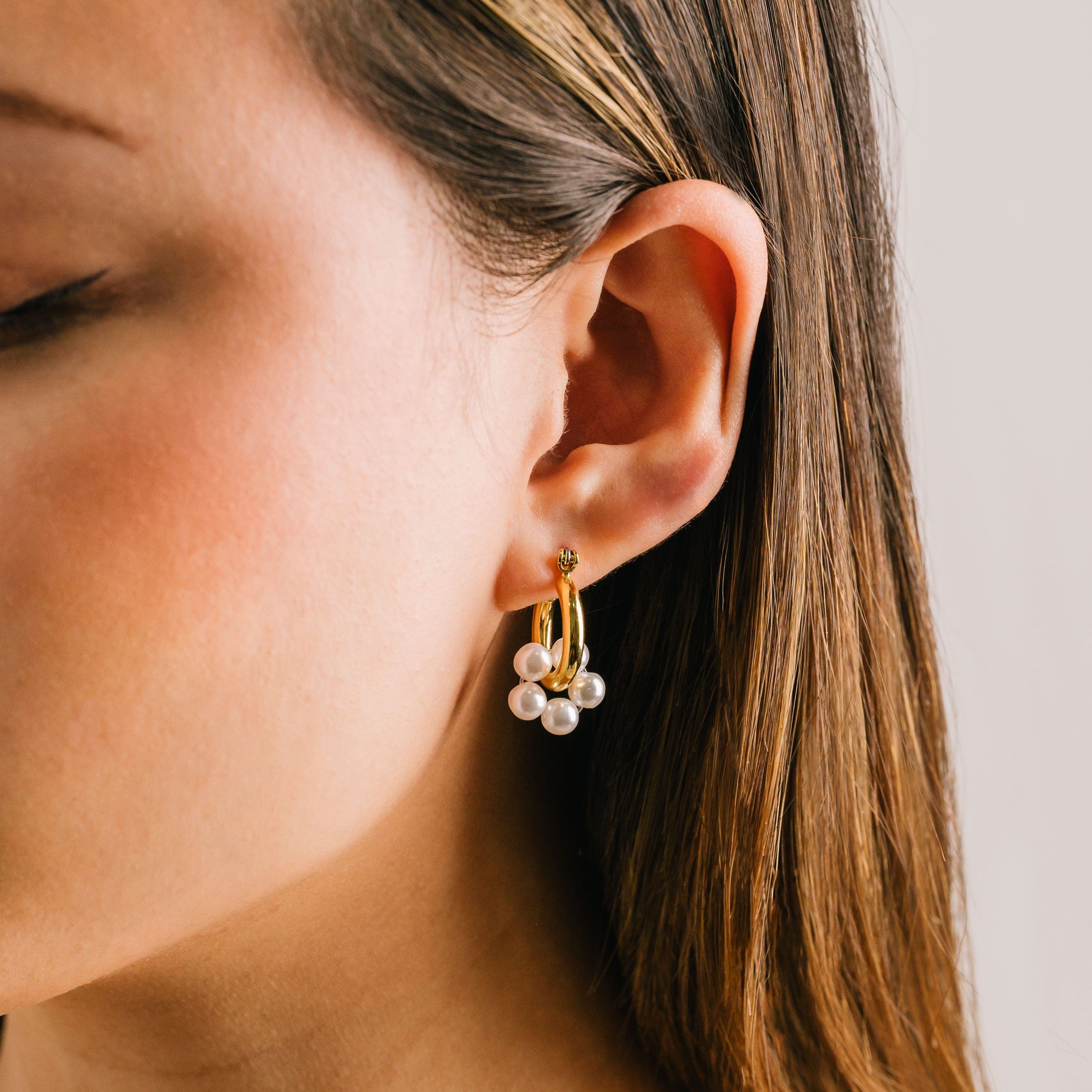 Neptune Pearl Cluster Hoop Earrings - Elegant Dangle Earrings for Women, 925 Sterling Silver Pearl Jewelry - Perfect for Weddings, Parties & Special Occasions