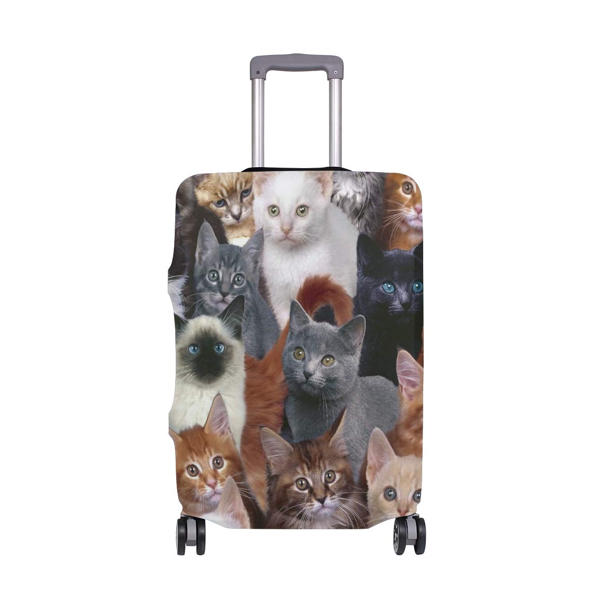 Black Cat Luggage Protector Cover for Suitcases 26-28 Inches - Cute Kitten Design Travel Accessory for Airplane, Train & Vacation Trips