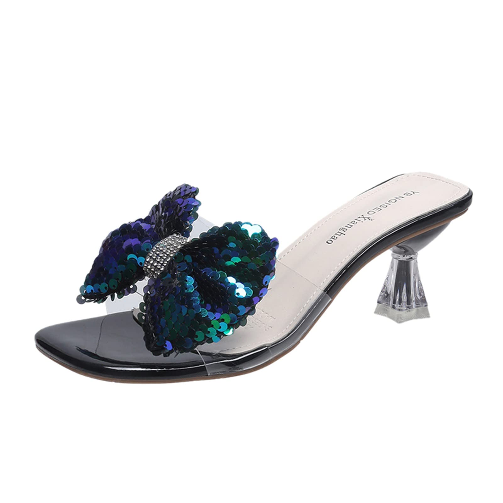 Stylish Women's Rhinestone Lace-Up High Heel Sandals - Breathable Blue Casual Shoes for Women | Perfect for Summer Outings, Beach Parties & Date Nights