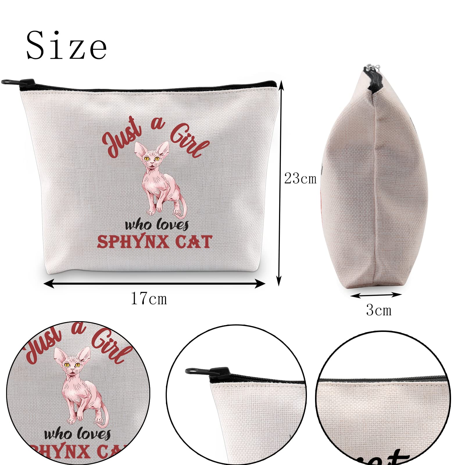 POFULL Sphynx Cat Lover Cosmetic Bag - Hairless Cat Owner Gift for Women, Perfect for Travel & Makeup Storage | Cute Sphynx Cat Themed Makeup Pouch for Cat Enthusiasts