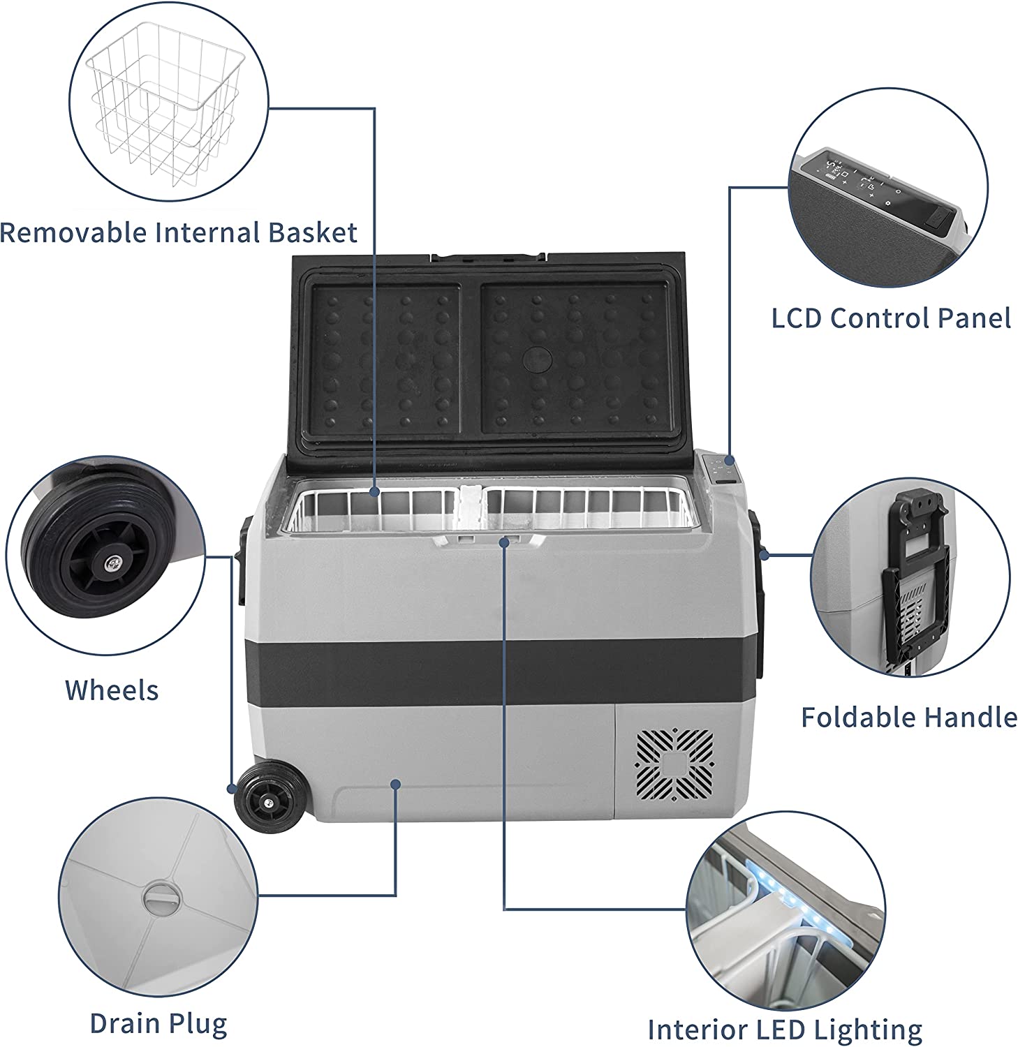 Alpicool T50 12V/24V Portable Car Refrigerator - 50QT Dual Zone Freezer Cooler for Road Trips, Camping & Outdoor Adventures
