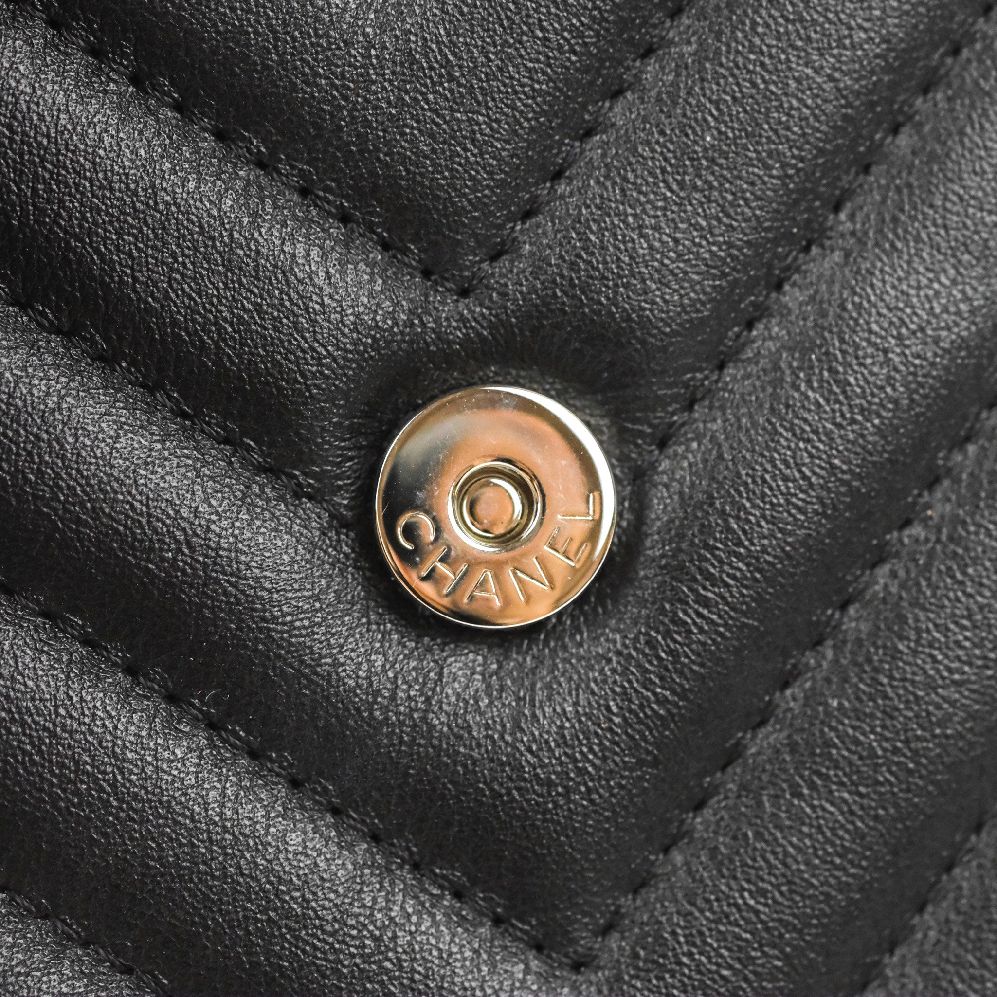 Chanel Classic Chevron Phone Holder - Black Calfskin with Silver Hardware | Luxury Phone Accessory for iPhone & Samsung | Perfect for Office, Travel & Daily Use