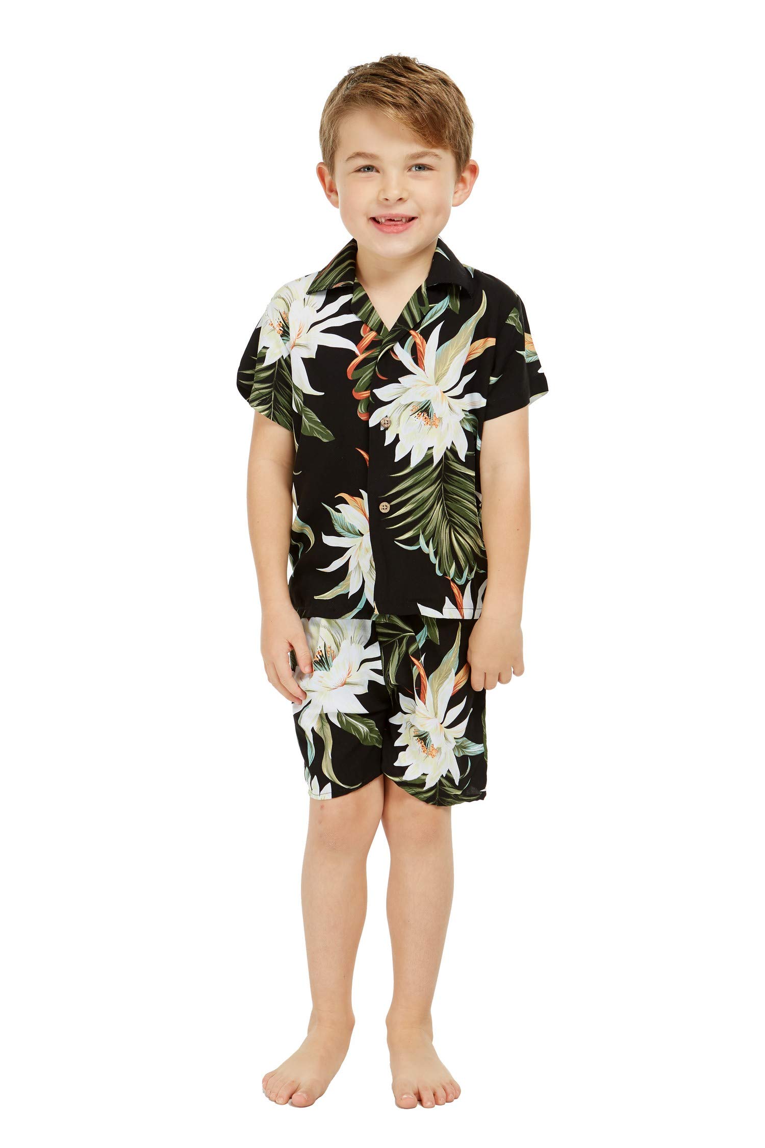 Matching Mother and Son Hawaiian Luau Outfit - Tropical Floral Print Shirt for Women & Boys - Perfect for Beach Vacations, Luau Parties, and Family Photos