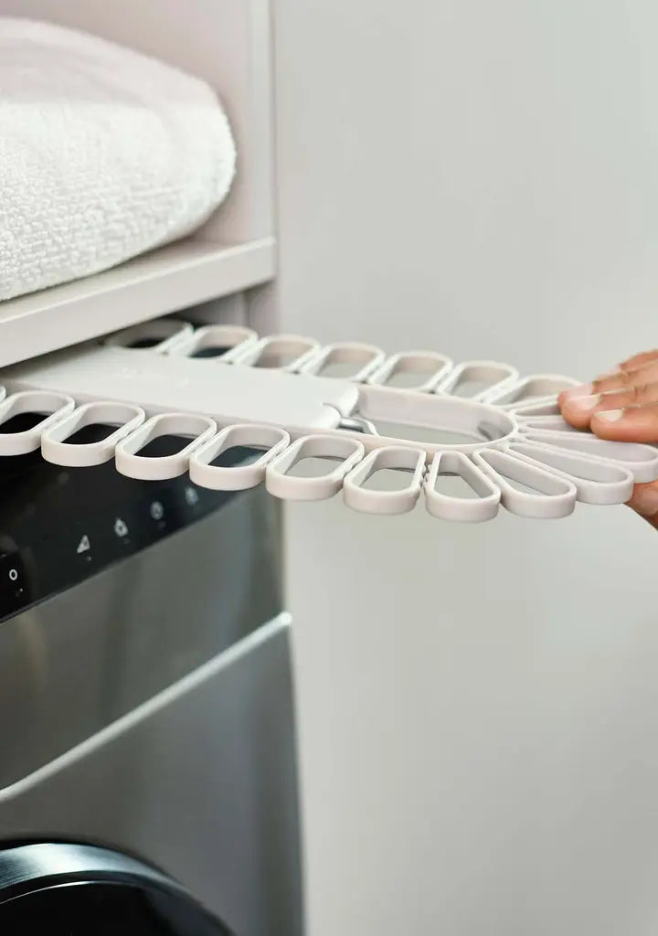 32-Piece Quick Grip Ecru Clothes Drying Hanger Set - Space Saving Laundry Organizer for Small Spaces & Apartments - Perfect for Drying Delicates, Socks, and Underwear