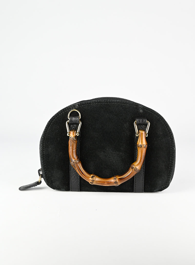 Gucci Black Suede Bamboo Bag - Luxury Handbag for Women, Perfect for Parties, Work & Everyday Use