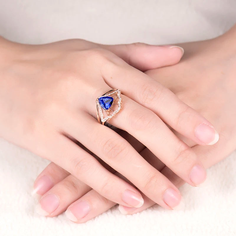 14KT Rose Gold Tanzanite Flower Ring with Diamonds - 7x7mm Gemstone Jewelry for Women, Perfect Wedding Gift, Anniversary & Special Occasions