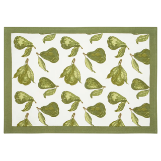 Premium 15x18 Inch Orchard Pear Green Mats - Set of 6 Natural Fiber Table Placemats for Dining Room Decor & Fall Tablescapes