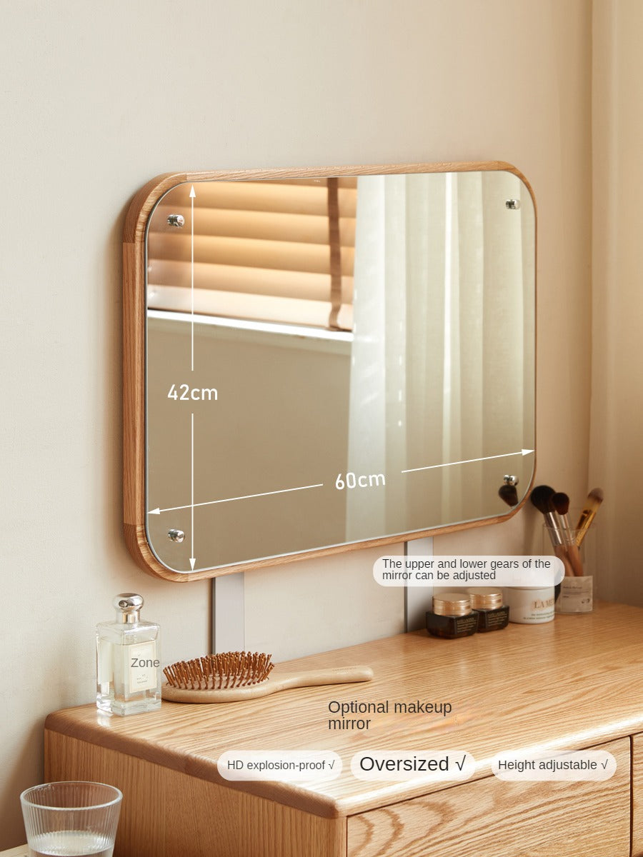 Modern Oak Solid Wood Retractable Dressing Table - Space-Saving Vanity for Bedroom, Bathroom & Small Apartments