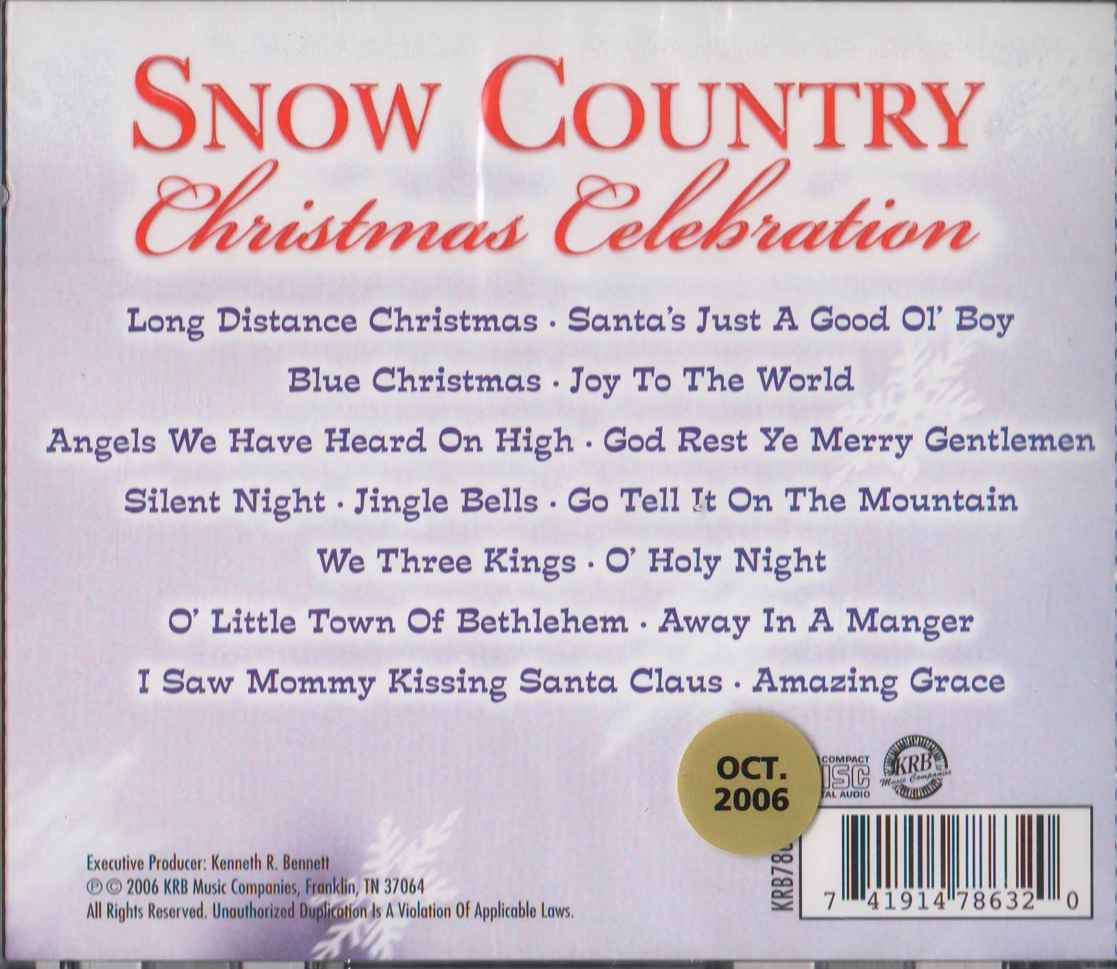 SNOW COUNTRY Christmas Celebration - 14 Holiday Songs CD | Perfect for Christmas Parties, Home Decor & Seasonal Gift Giving