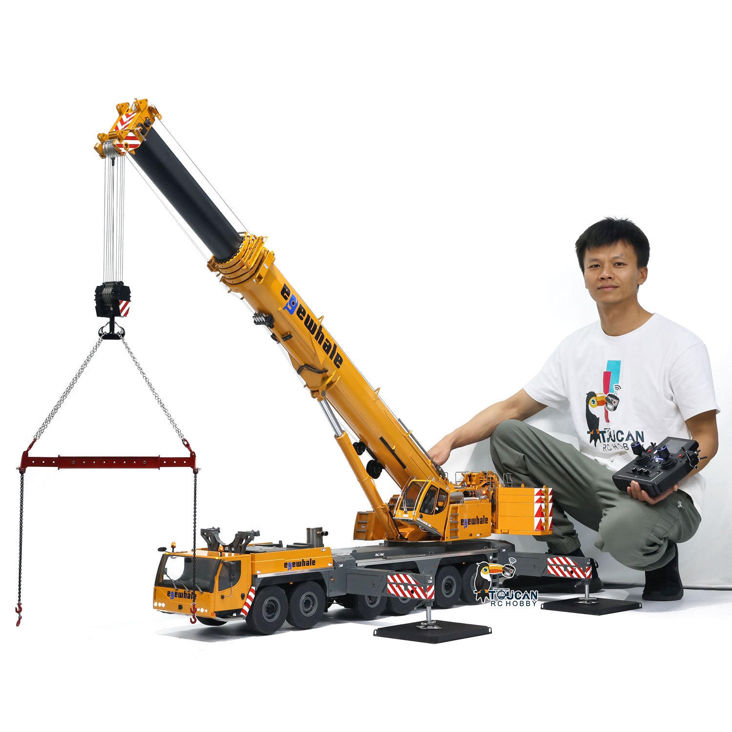 Eyewhale 1/14 Scale 6-Axle LTM1350 RC Hydraulic Mobile Crane - 5M Length Radio Controlled Heavy Duty Construction Vehicle, Ready-to-Run (PNP) Hobby Model for Adults - Perfect for Construction Site Simulation, RC Enthusiast Collections, and Engineering Education