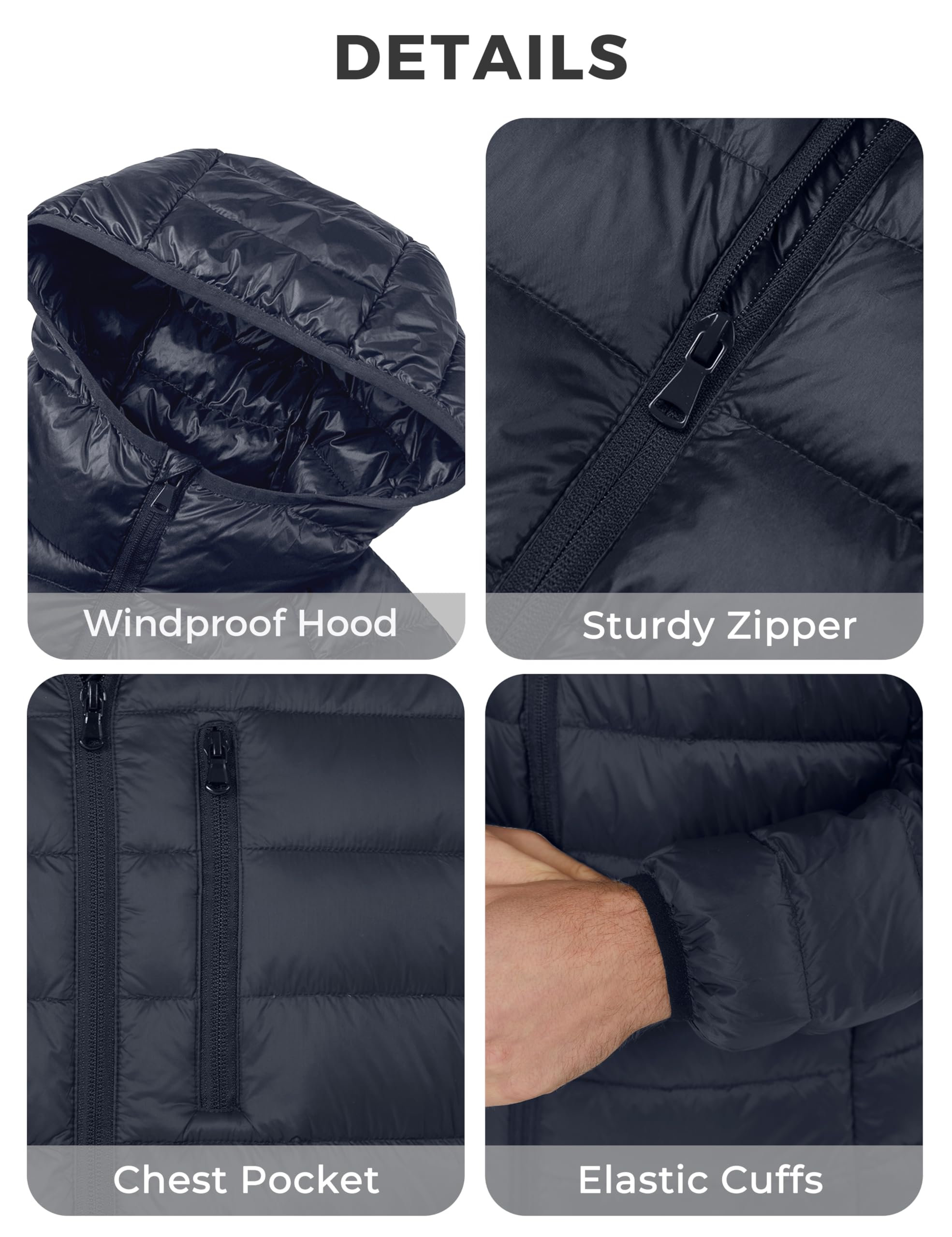 Wantdo Men's Lightweight Packable Down Jacket - Hooded Winter Puffer Coat for Outdoor Activities, Hiking & Travel | Water-Resistant & Warm Insulated Jacket