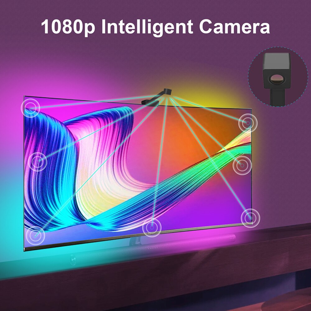 Smart WiFi TV Backlight LED Strip with Music Sync - 16.4ft RGB Color Changing Ambient Lighting for Home Theater, Gaming & Movie Nights