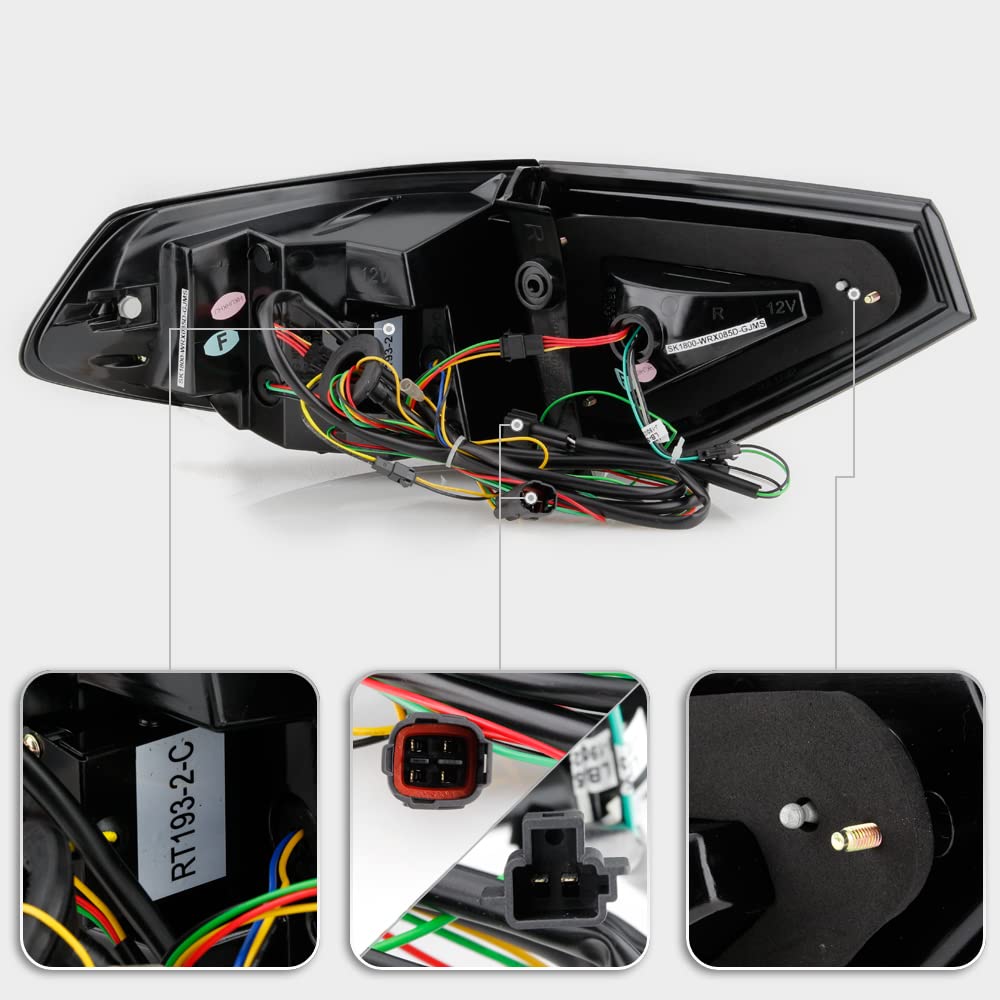 ACANII LED Sequential Tail Lights for 2008-2014 Subaru Impreza WRX Hatchback - Smoked Lens Black Housing Brake Lamps Set - Upgrade Your Car's Style & Safety for Night Driving