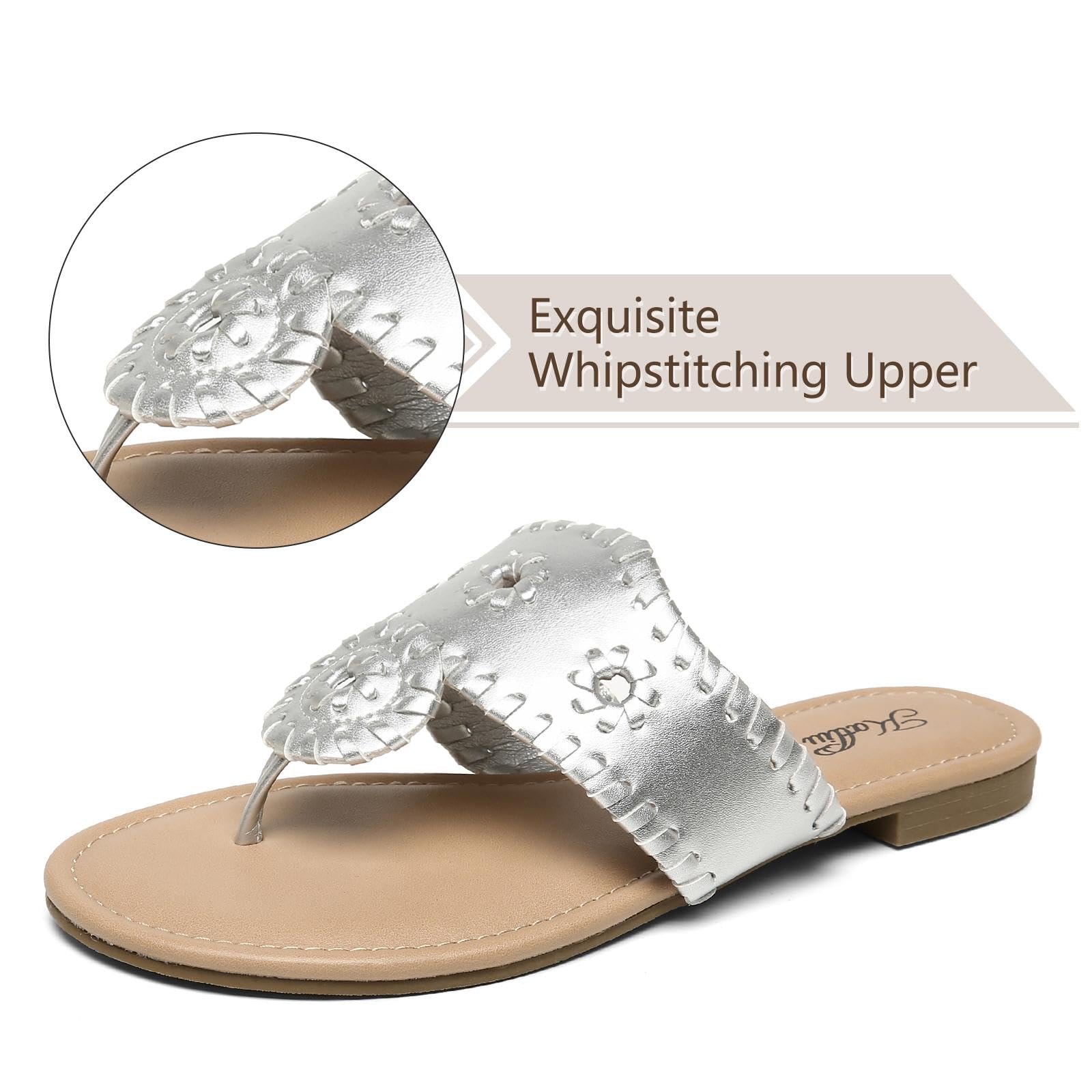 Katliu Women's Flat Sandals - Comfortable Flip Flops & Dressy Thong Sandals for Beach, Pool, and Summer Outfits