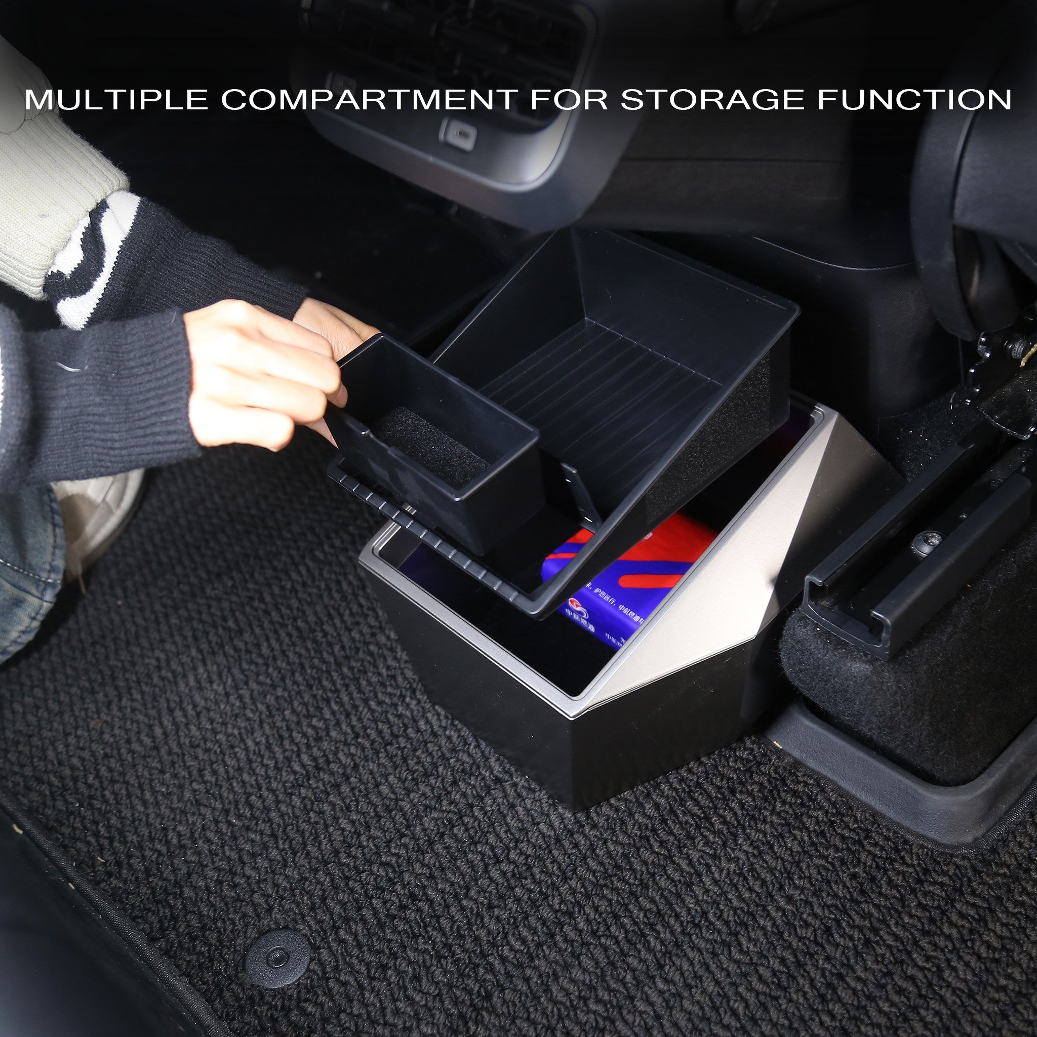 Premium Tesla Model Y Rear Center Console Organizer - Cybertruck Style Storage Box for Car Accessories | Perfect for Road Trips & Family Travel Organization