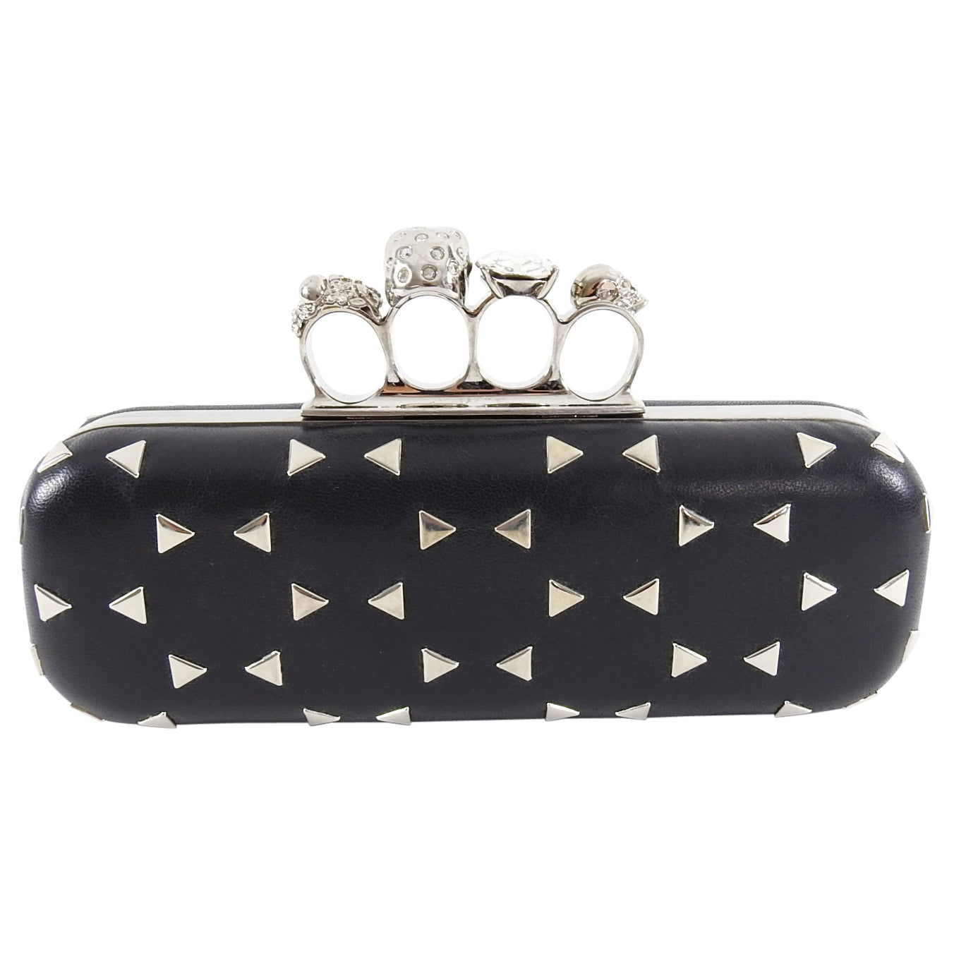 Alexander McQueen Black Stud Knuckle Duster Clutch Bag for Women - Stylish Evening Clutch with Metal Studs for Parties, Weddings & Night Out