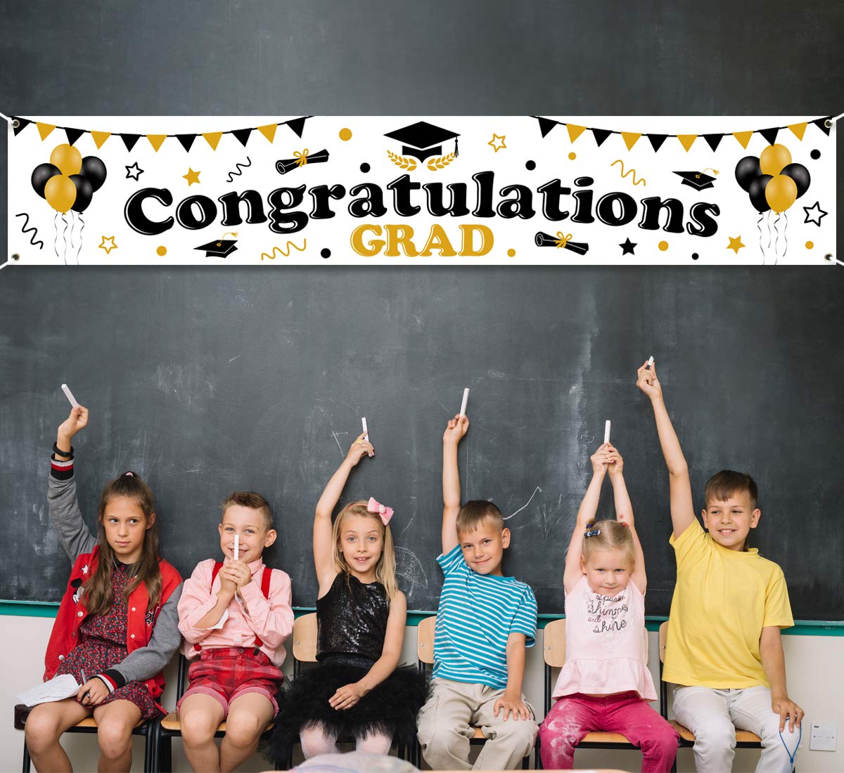 2024 Graduation Banner - Outdoor Party Decorations & Backdrop Sign for Grad Congrats - Perfect for Class of 2024 Celebrations, Photo Booths & Yard Decor