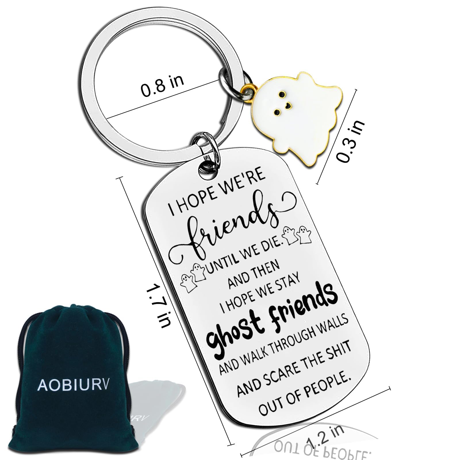 Best Friend Keychain Gifts for Women - Cute Ghost Keyring for BFF Birthday, Halloween, Mother's Day - Friendship Gifts for Besties - Perfect for Everyday Carry, Gift Giving & Special Occasions