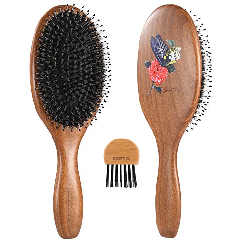 Bestool Boar Bristle Hair Brush for Women, Men & Kids – Detangling & Defrizzing Oval Hairbrush for Straight & Curly Hair – Natural Oil Distribution for Healthy Shine – Perfect for Daily Styling & Salon Use