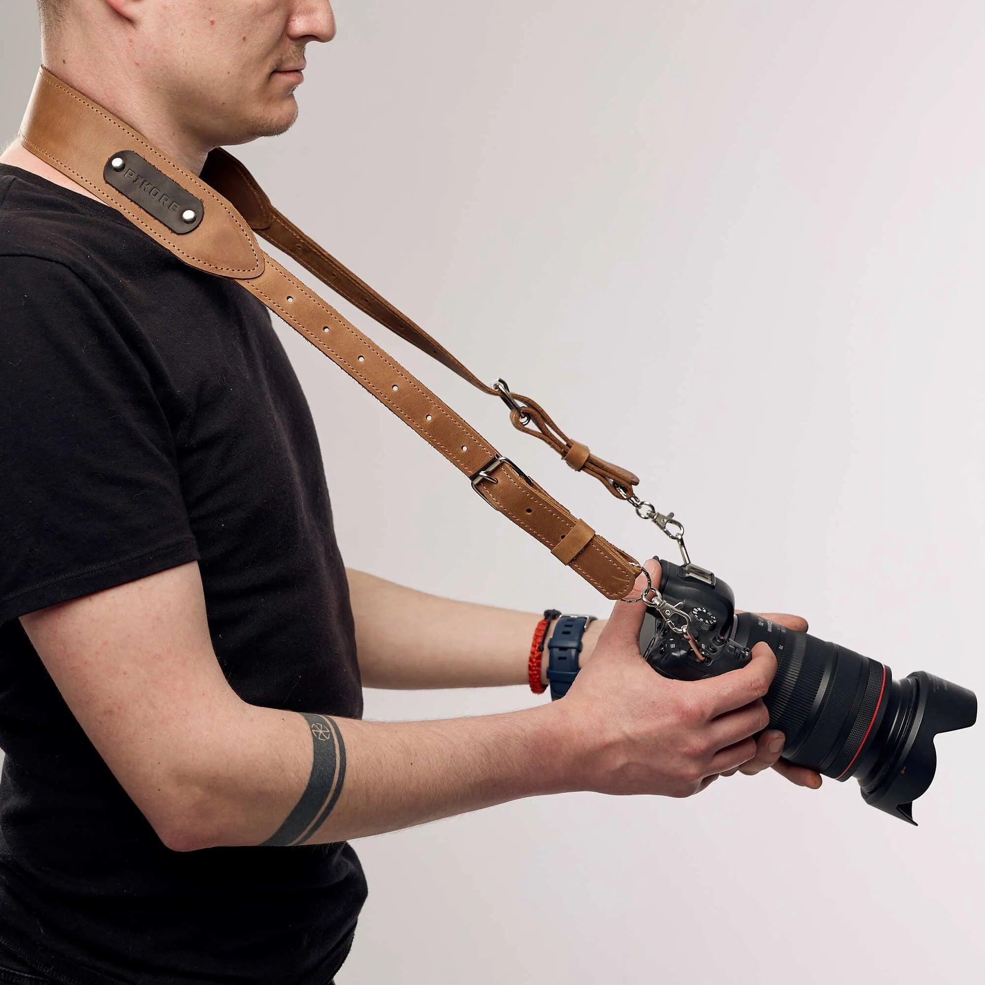 Premium Genuine Leather Camera Strap - Adjustable & Comfortable Neck Strap for DSLR/Mirrorless Cameras - Perfect for Travel, Photography & Everyday Use