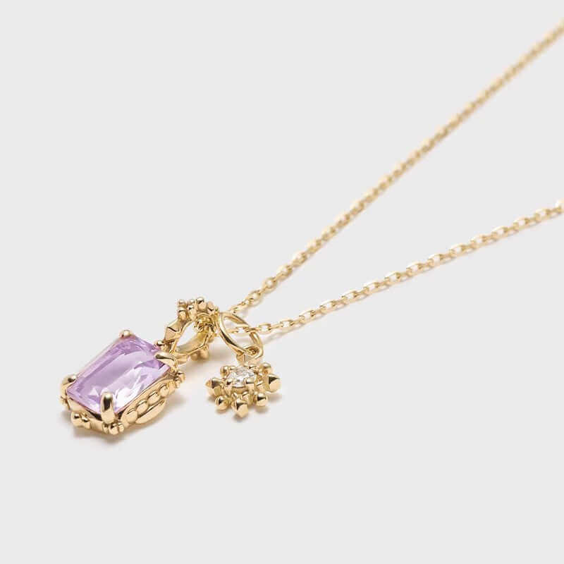 Make A Wish Amethyst Peridot Sandstone Pendant Necklace with Snowflake Charm | HD154 | Elegant Jewelry Gift for Women, Birthday, Christmas & Special Occasions