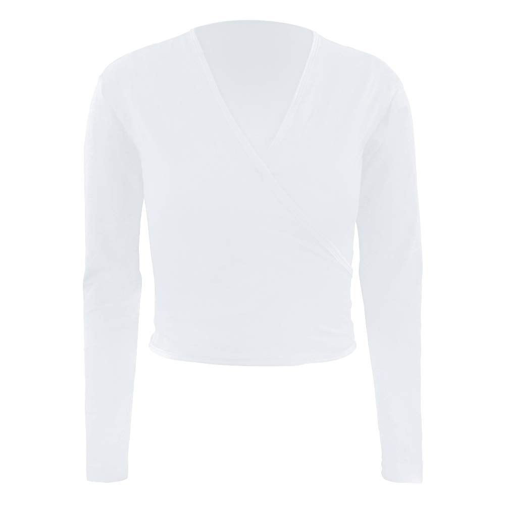 Girls Ballet Wrap Top - Soft Cotton Long Sleeve Dance Cardigan with Self-Tie for Ballet Class, Dance Practice & Casual Wear