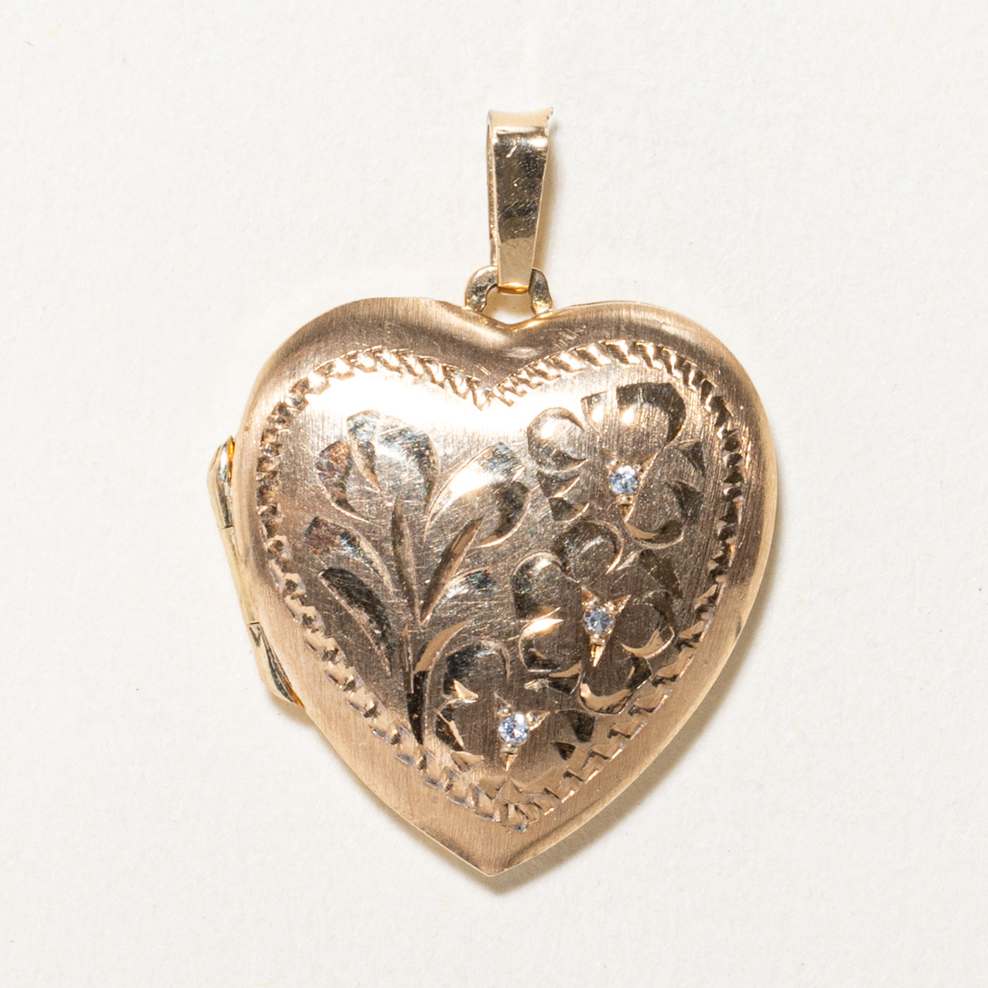 Diamond Floral Engraved Heart Locket Pendant | 0.02ctw | Elegant Jewelry Gift for Women | Perfect for Valentine's Day, Anniversary & Special Occasions