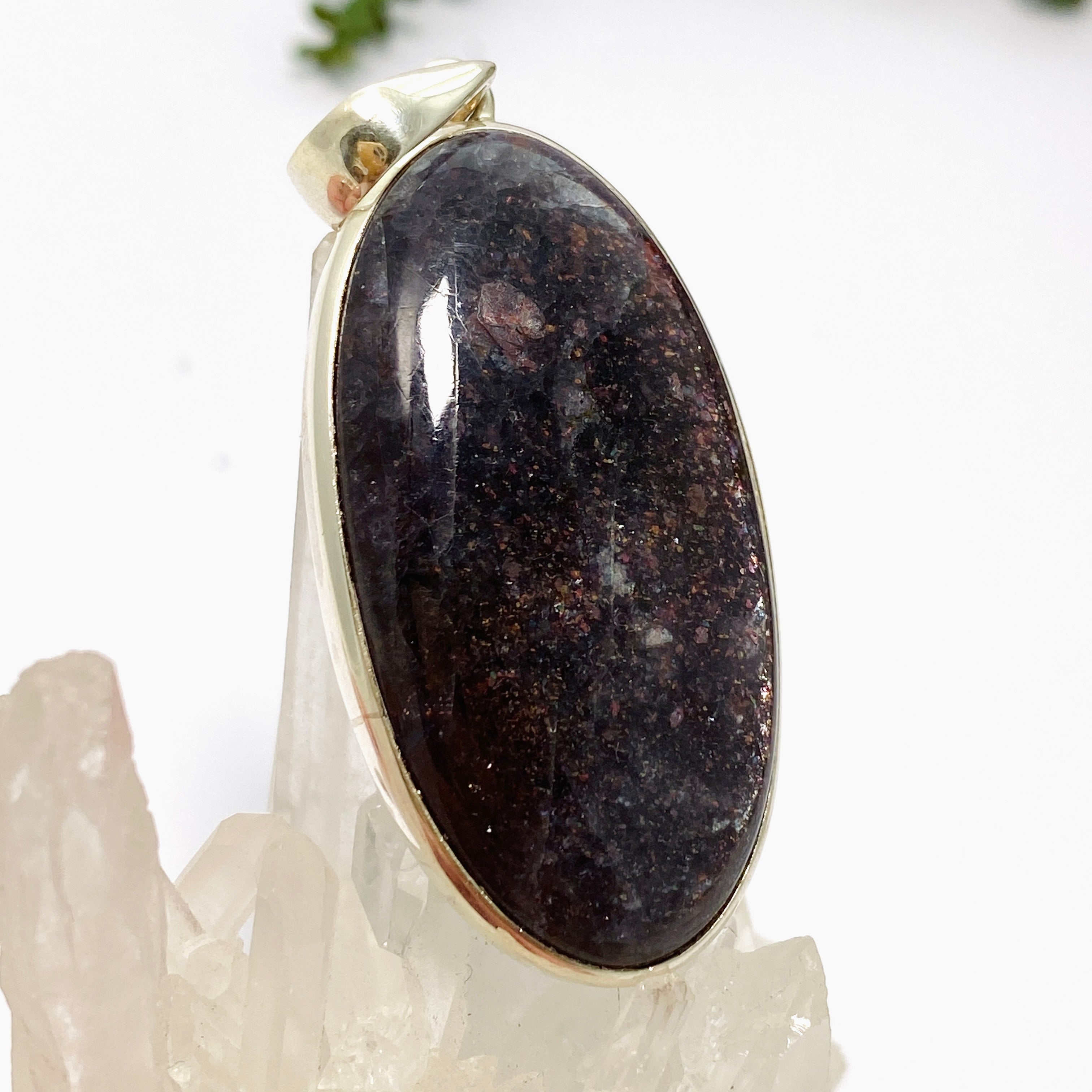 Natural Iolite Sunstone Oval Cabochon Pendant Necklace - PPGJ876 | Healing Crystal Jewelry for Meditation & Energy Balancing