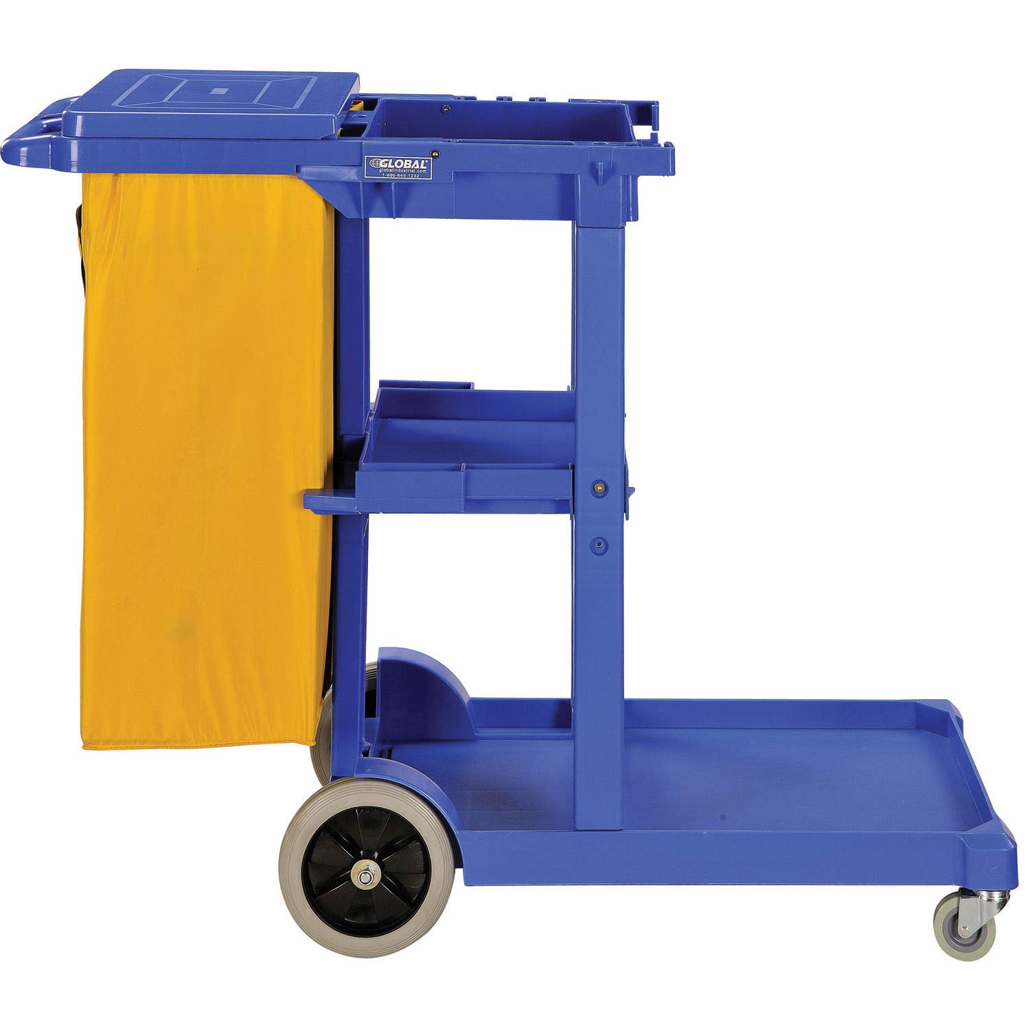 Global Industrial Janitor Cart - Heavy Duty Cleaning Cart with 25 Gallon Vinyl Bag for Office, School & Hospital Cleaning Supplies Organization