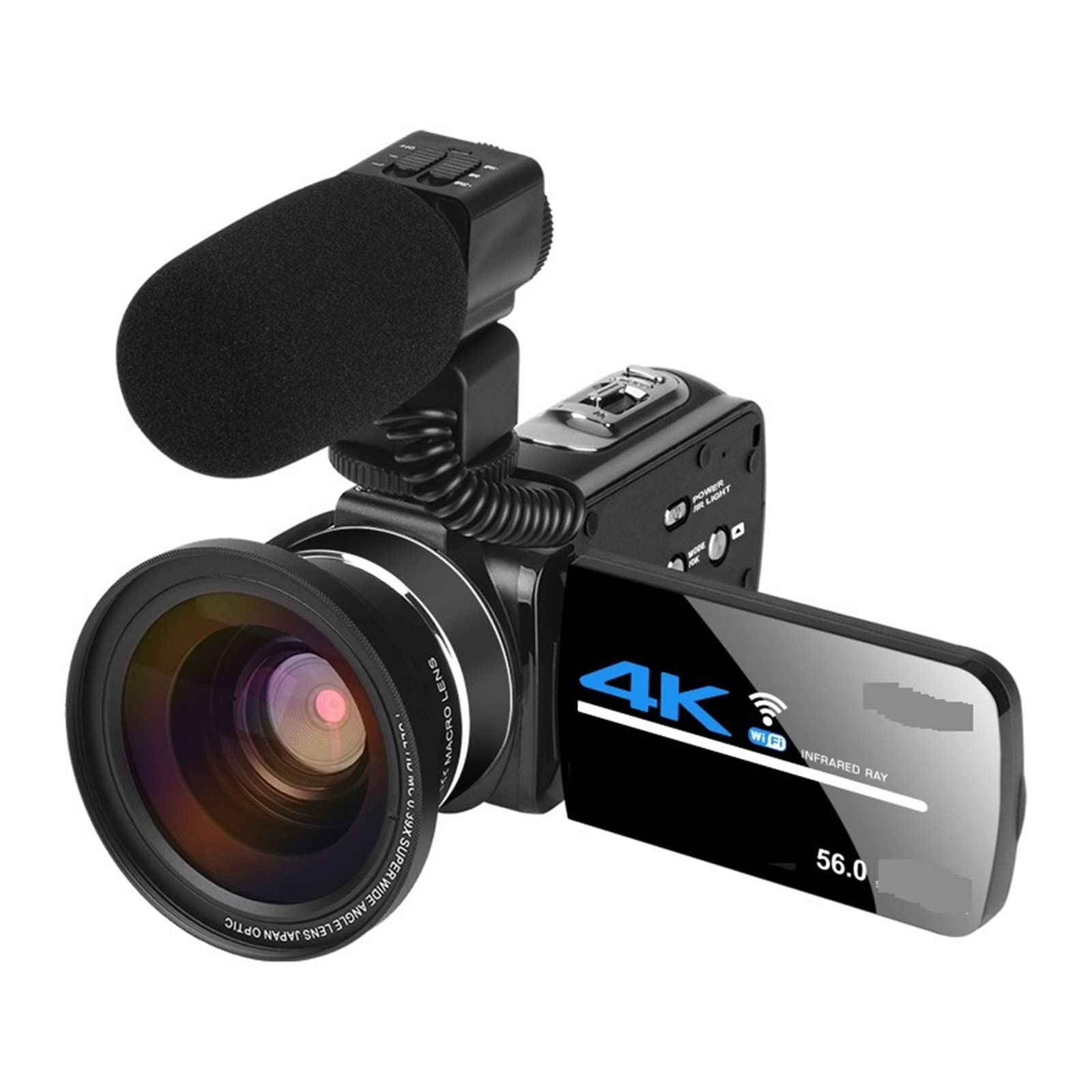 AUBEST 4K 56MP Digital Video Camera Camcorder with 18X Zoom & Night Vision - Perfect for Vlogging, YouTube, Travel, and Home Security (No SD Card, Includes Lens)