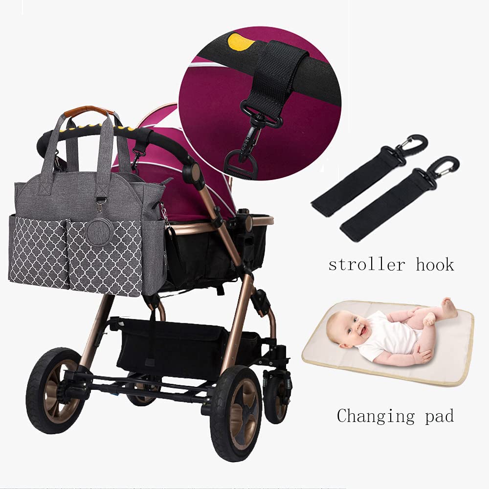 Large Waterproof Diaper Bag Tote for Moms - Baby Changing Bag with Insulated Bottle Pockets & Wipes Compartment | Perfect for Travel, Daycare & On-the-Go Parenting