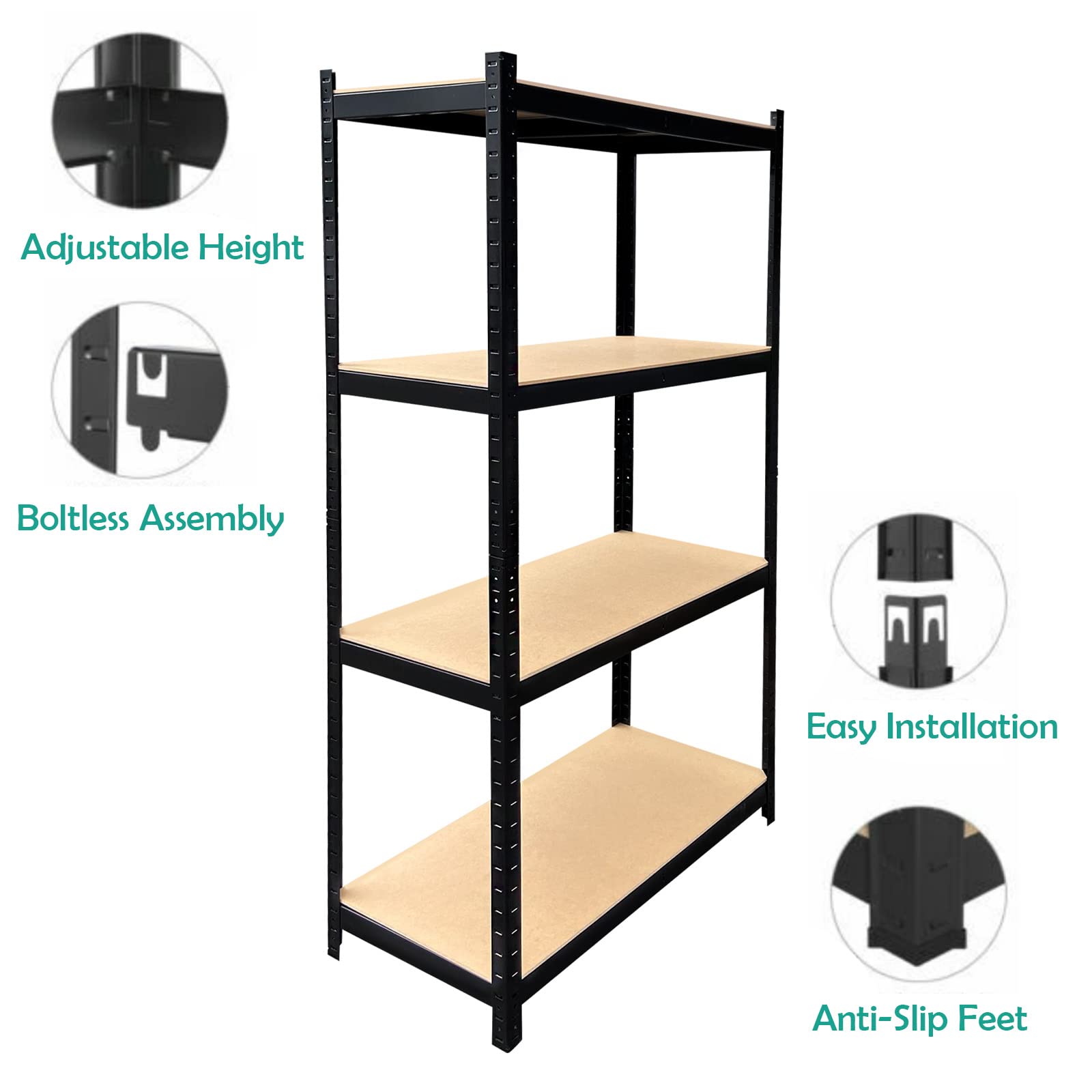 4-Tier Heavy Duty Metal Storage Shelves - 64